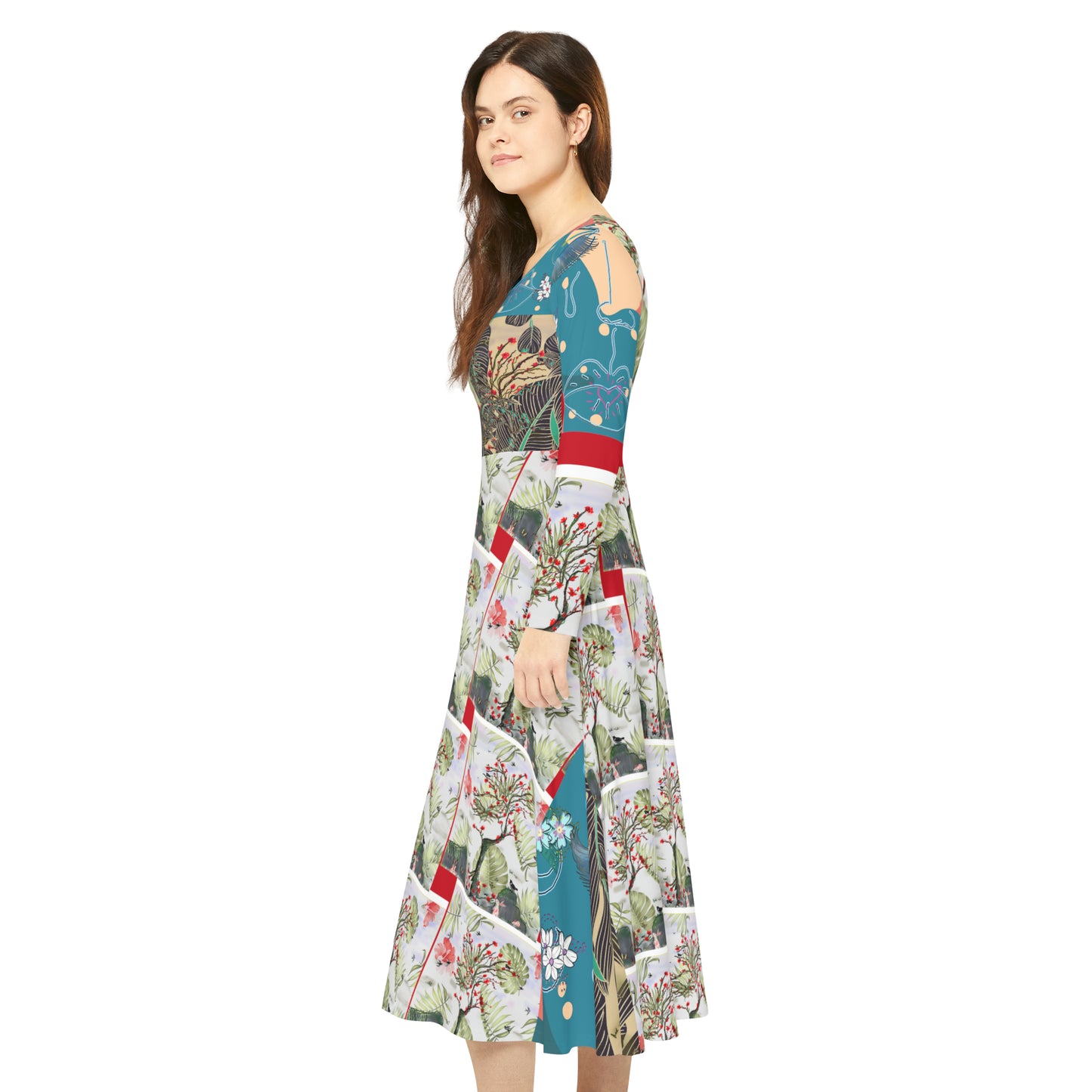 Women's Long Sleeve Dance Dress (AOP) TREE OF HOPE