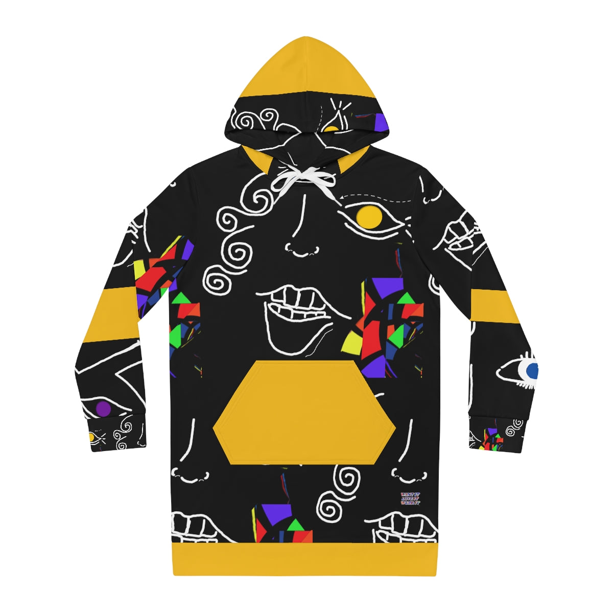Women's Hoodie Dress (AOP) FACE DOODLES SQUARED