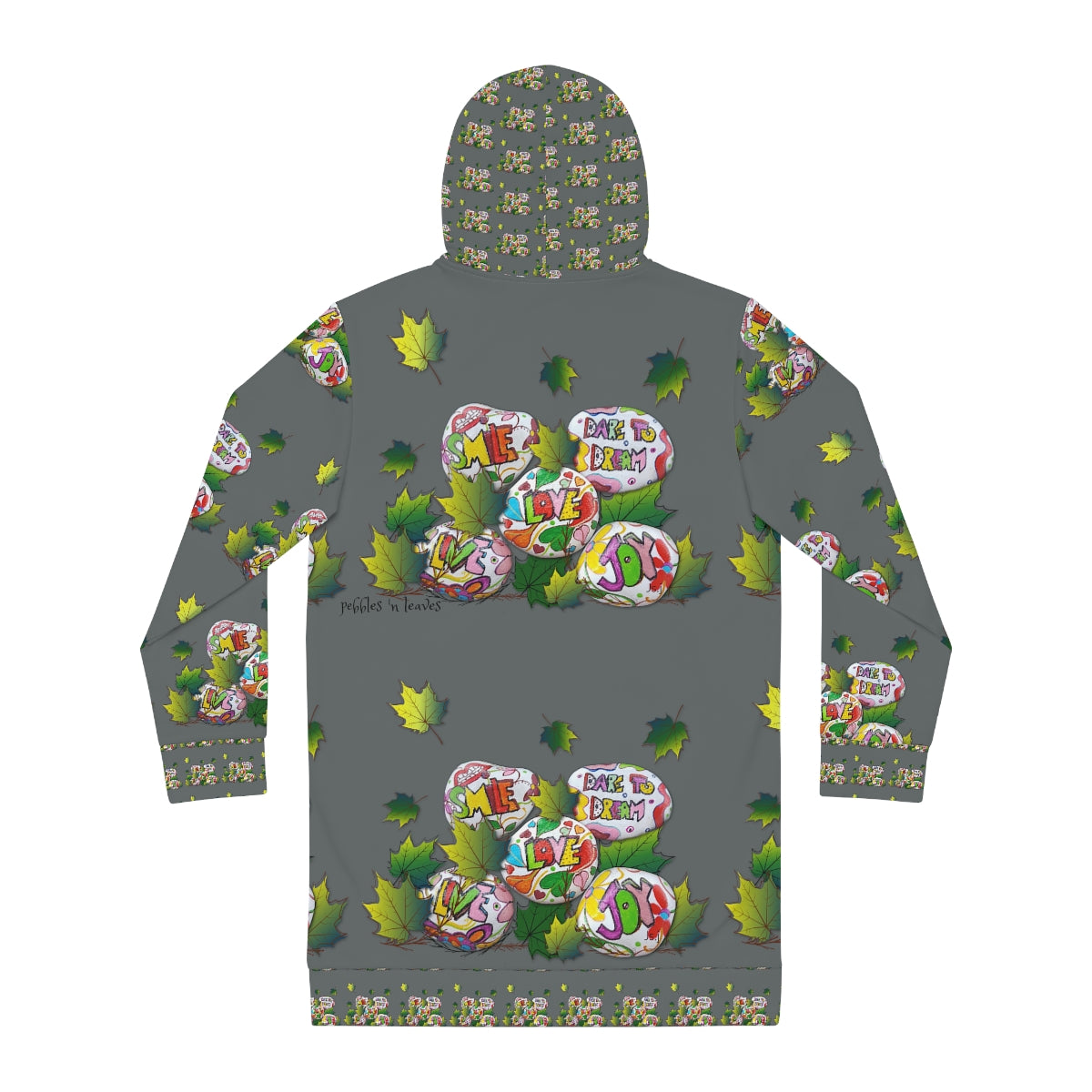 Women's Hoodie Dress (AOP) PEBBLES 'N LEAVES