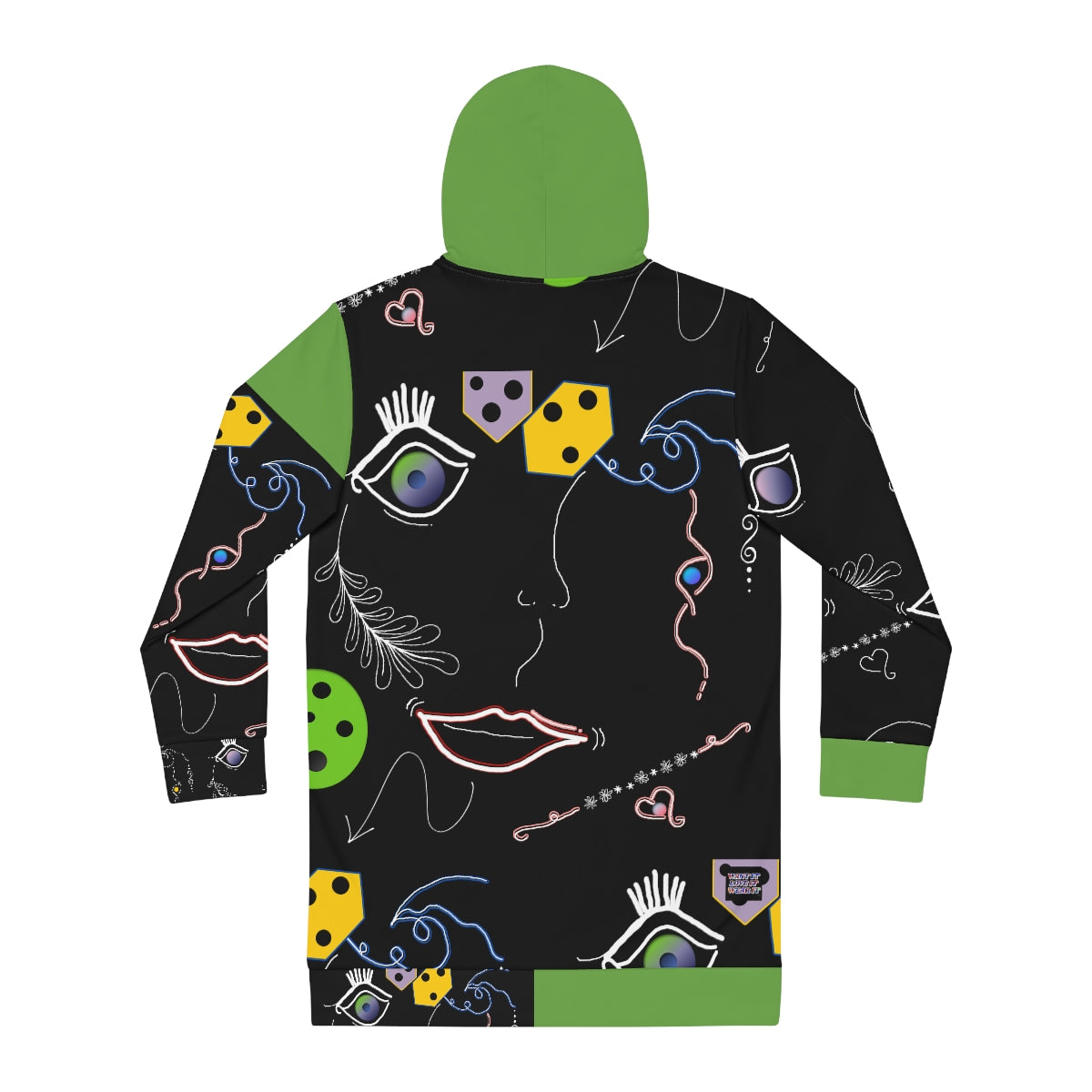 Women's Hoodie Dress (AOP) FACE DOODLES IN APPLE