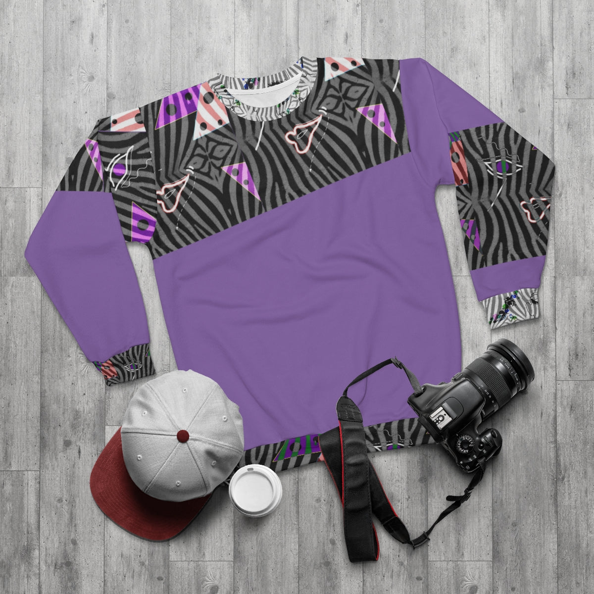 AOP Unisex Sweatshirt ZEBRA DOODLES PURPLE