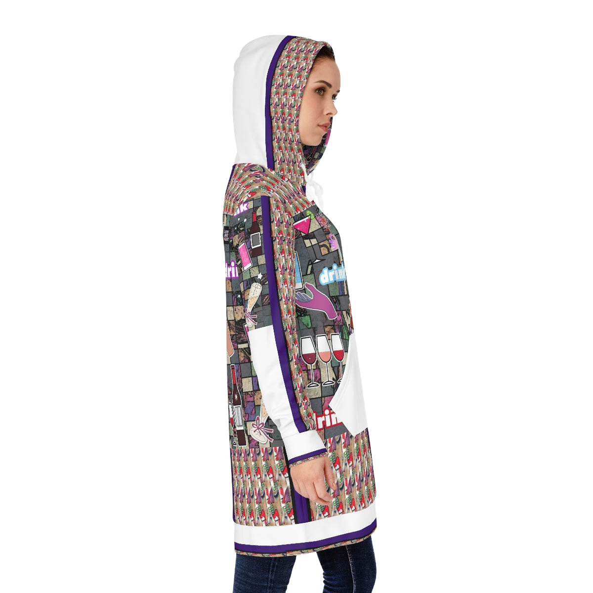 Women's Hoodie Dress (AOP) DRINK
