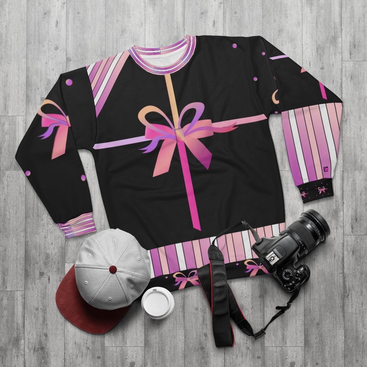 AOP Unisex Sweatshirt RIBBONS & CANDY STRIPES