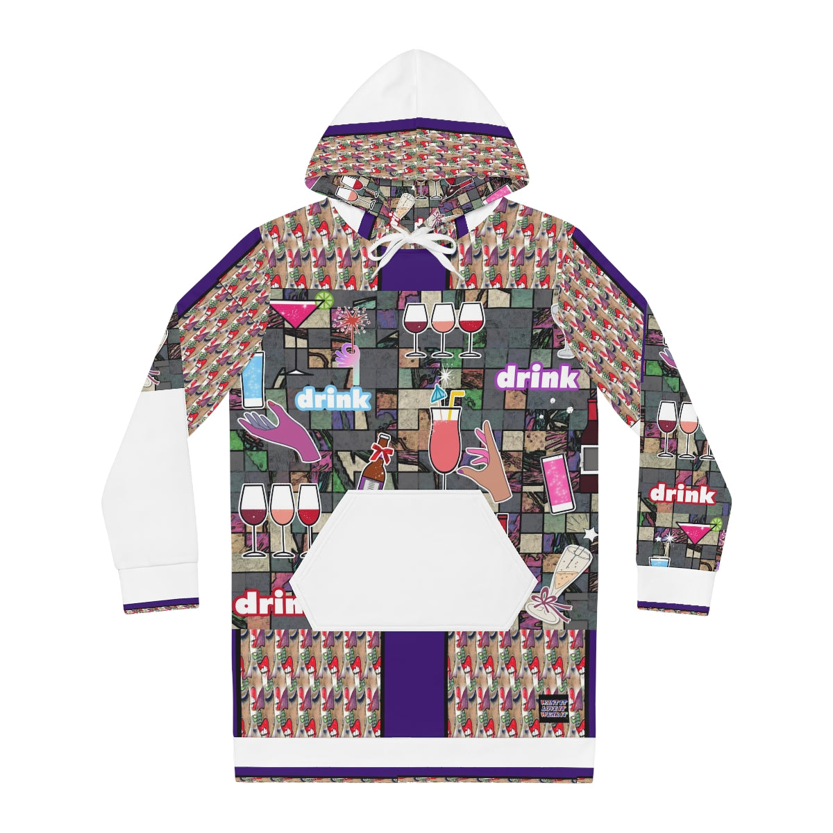 Women's Hoodie Dress (AOP) DRINK