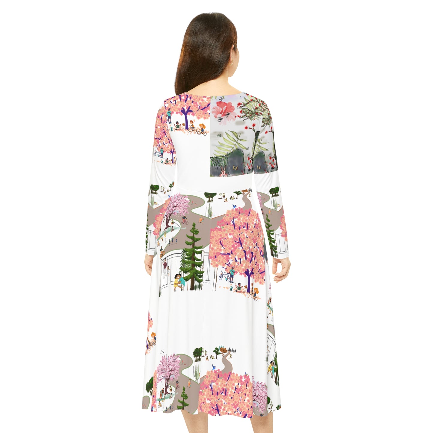 Women's Long Sleeve Dance Dress (AOP) BLOSSOM PARK