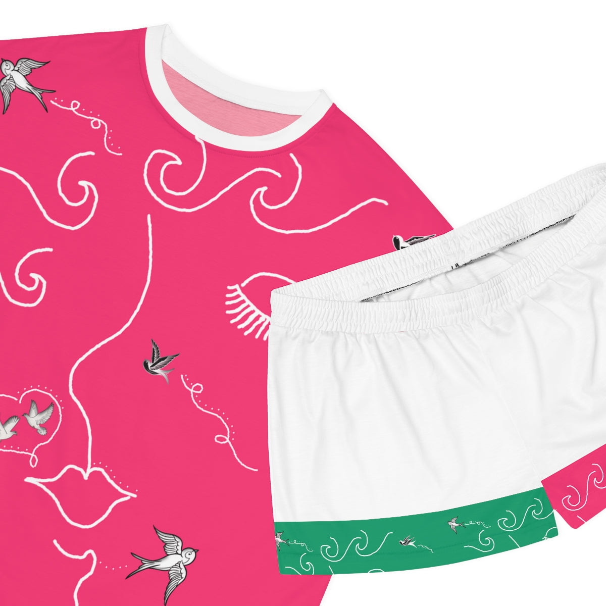 Women's Short Pajama Set (AOP) SWALLOWS