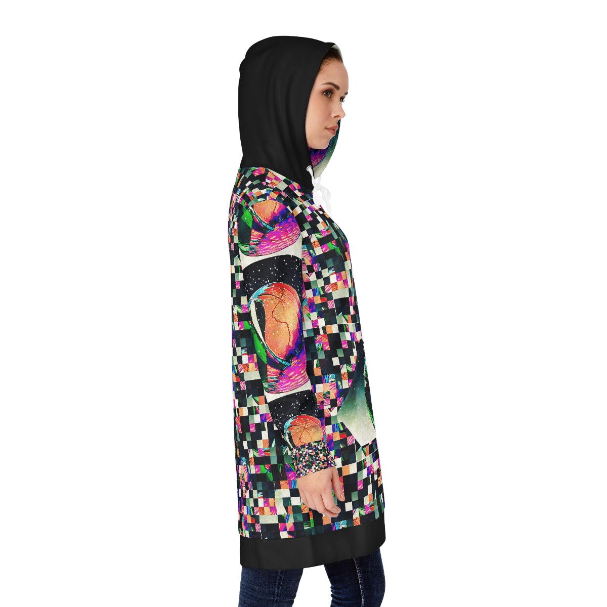 Women's Hoodie Dress (AOP) CHECKERED MOON