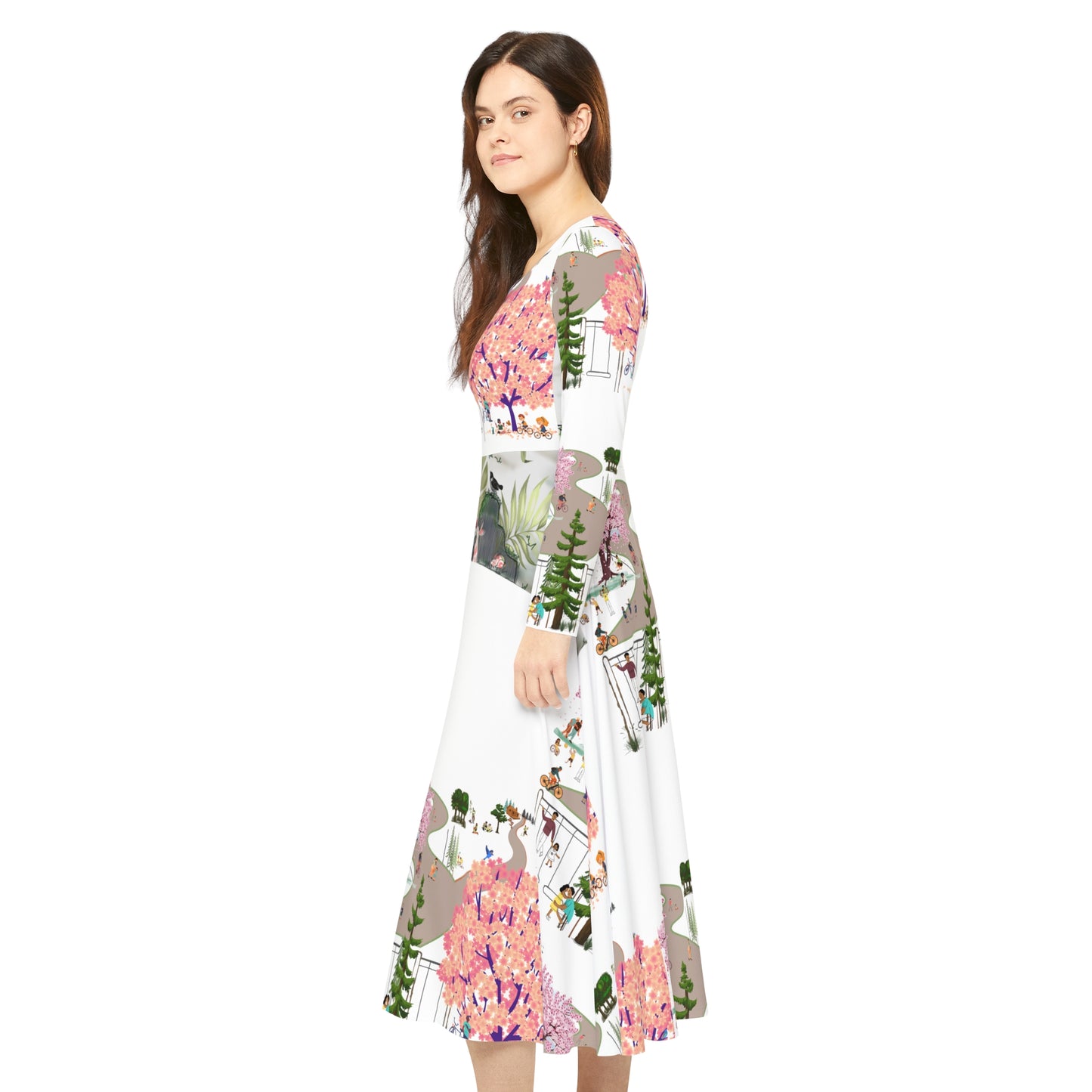 Women's Long Sleeve Dance Dress (AOP) BLOSSOM PARK