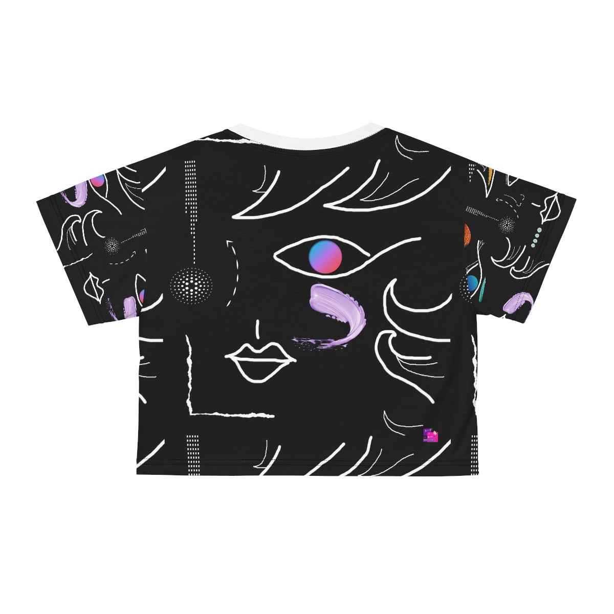 AOP Crop Tee FACE DOODLES AZURE