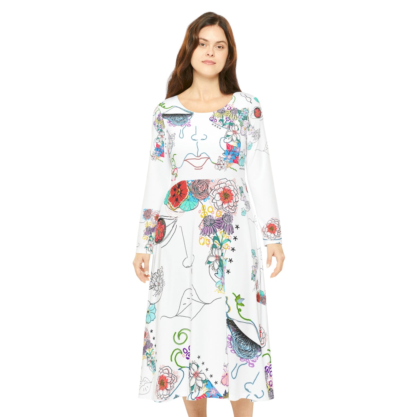 Women's Long Sleeve Dance Dress (AOP) FLORA