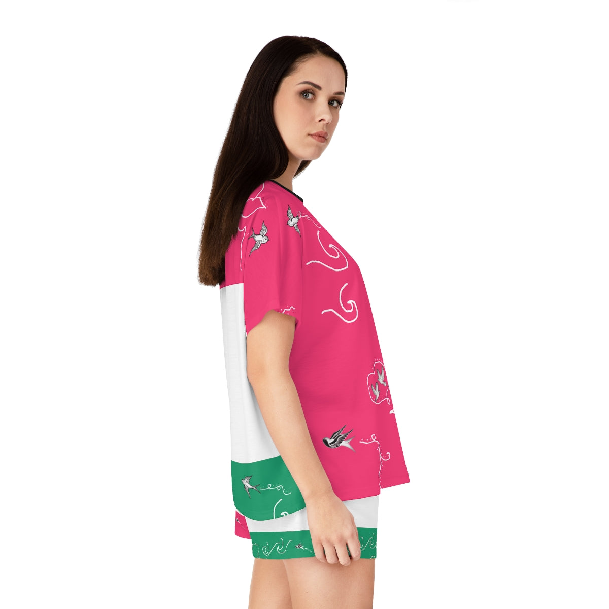 Women's Short Pajama Set (AOP) SWALLOWS