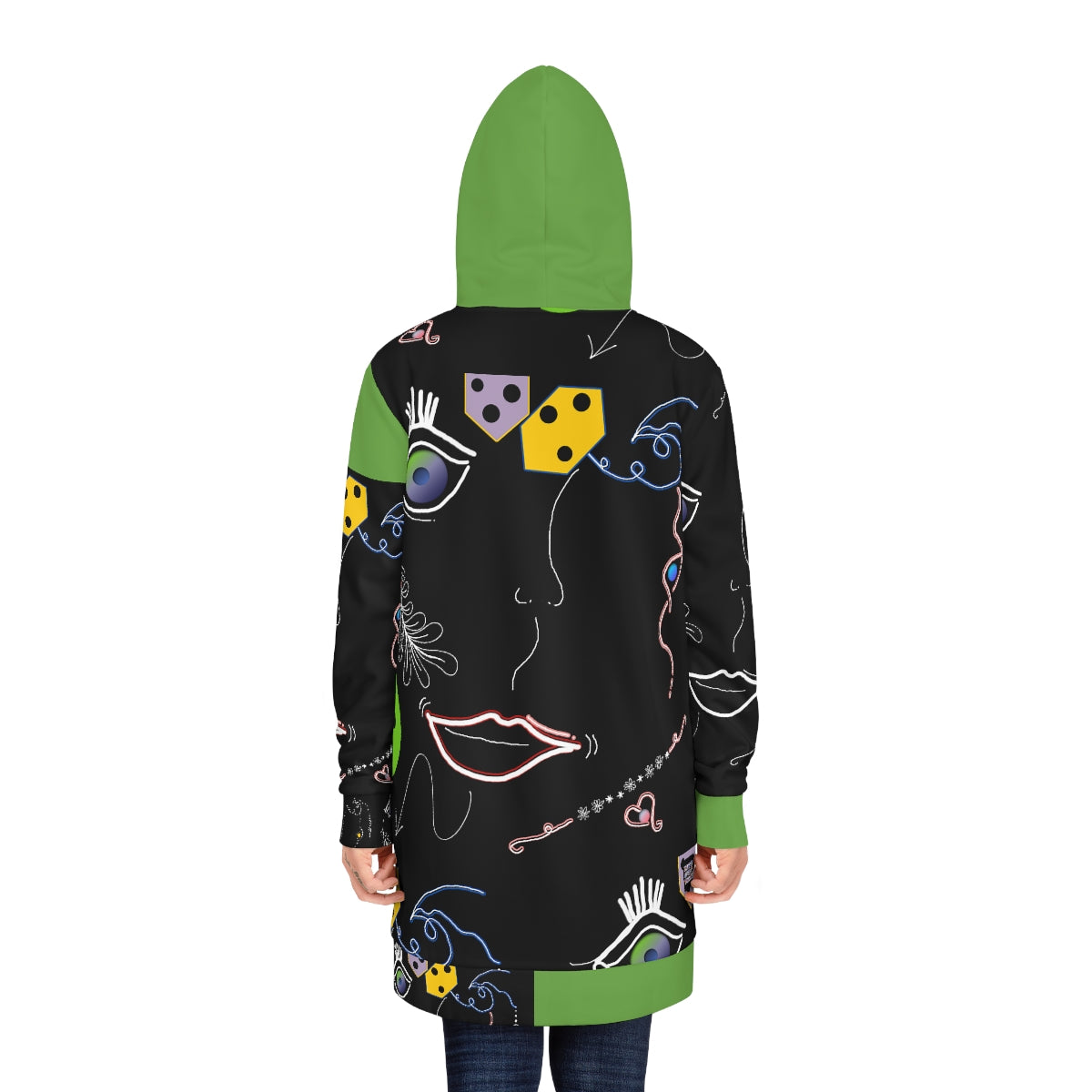 Women's Hoodie Dress (AOP) FACE DOODLES IN APPLE