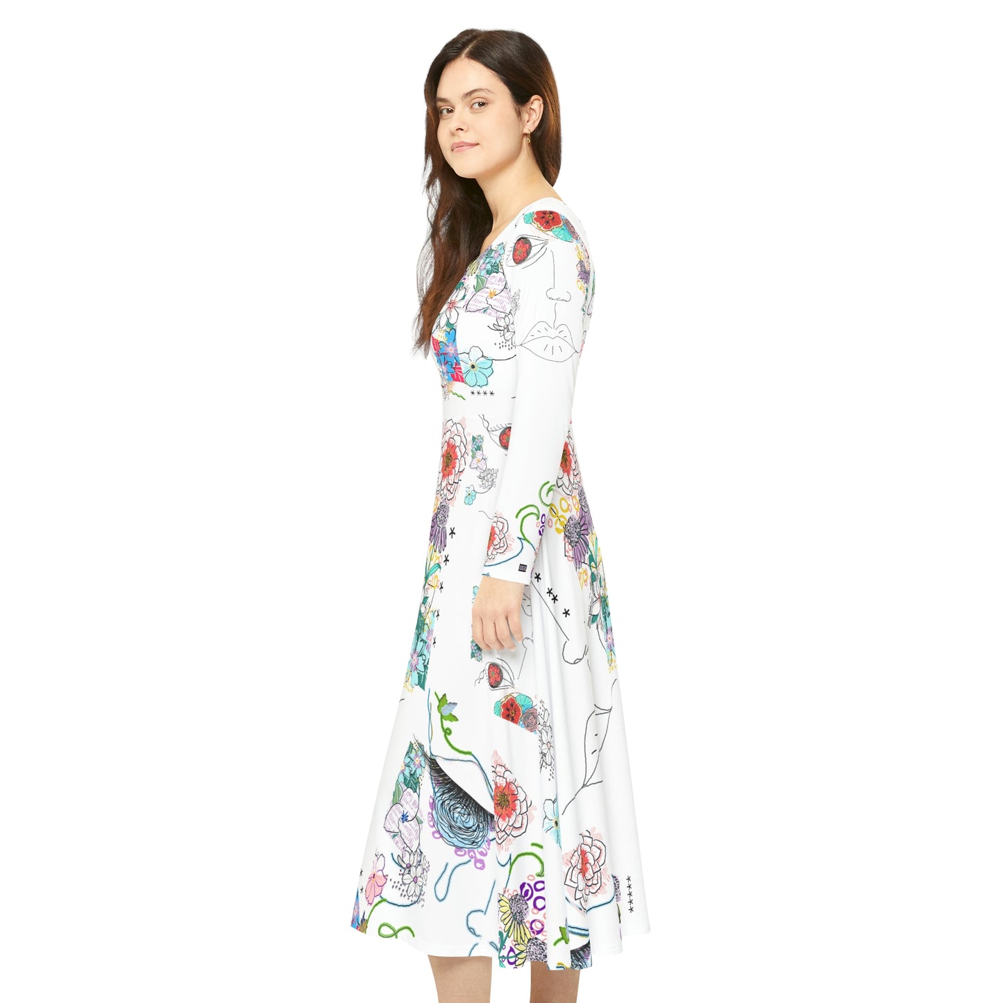Women's Long Sleeve Dance Dress (AOP) FLORA