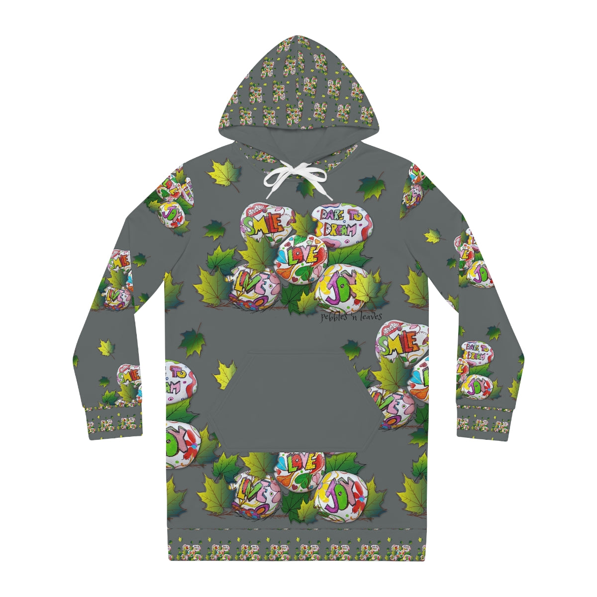Women's Hoodie Dress (AOP) PEBBLES 'N LEAVES