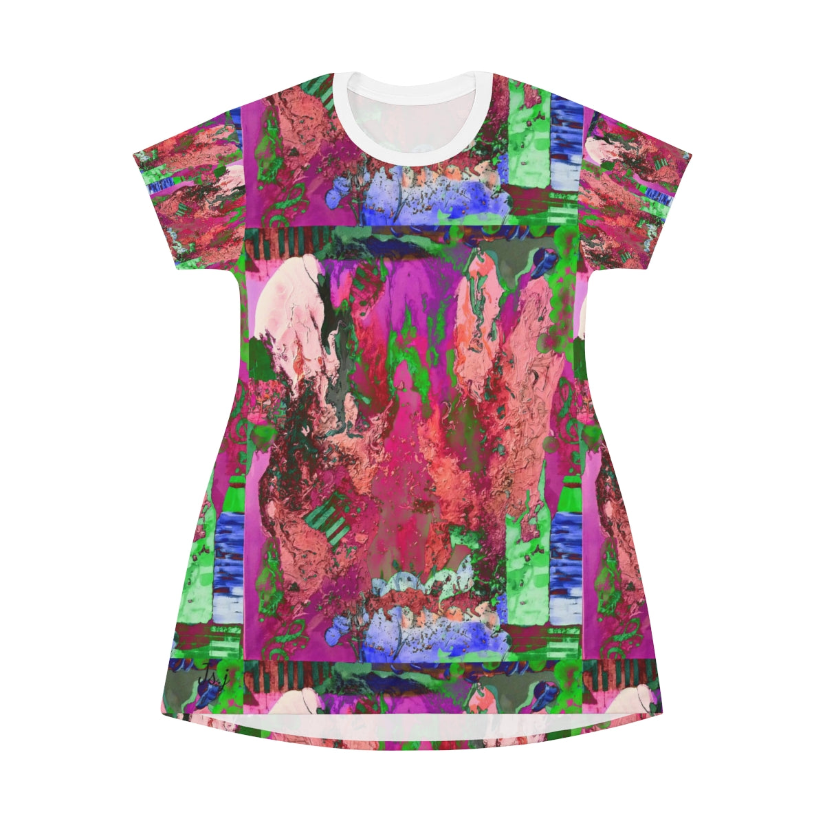 All Over Print T-Shirt Dress PINK FUSION