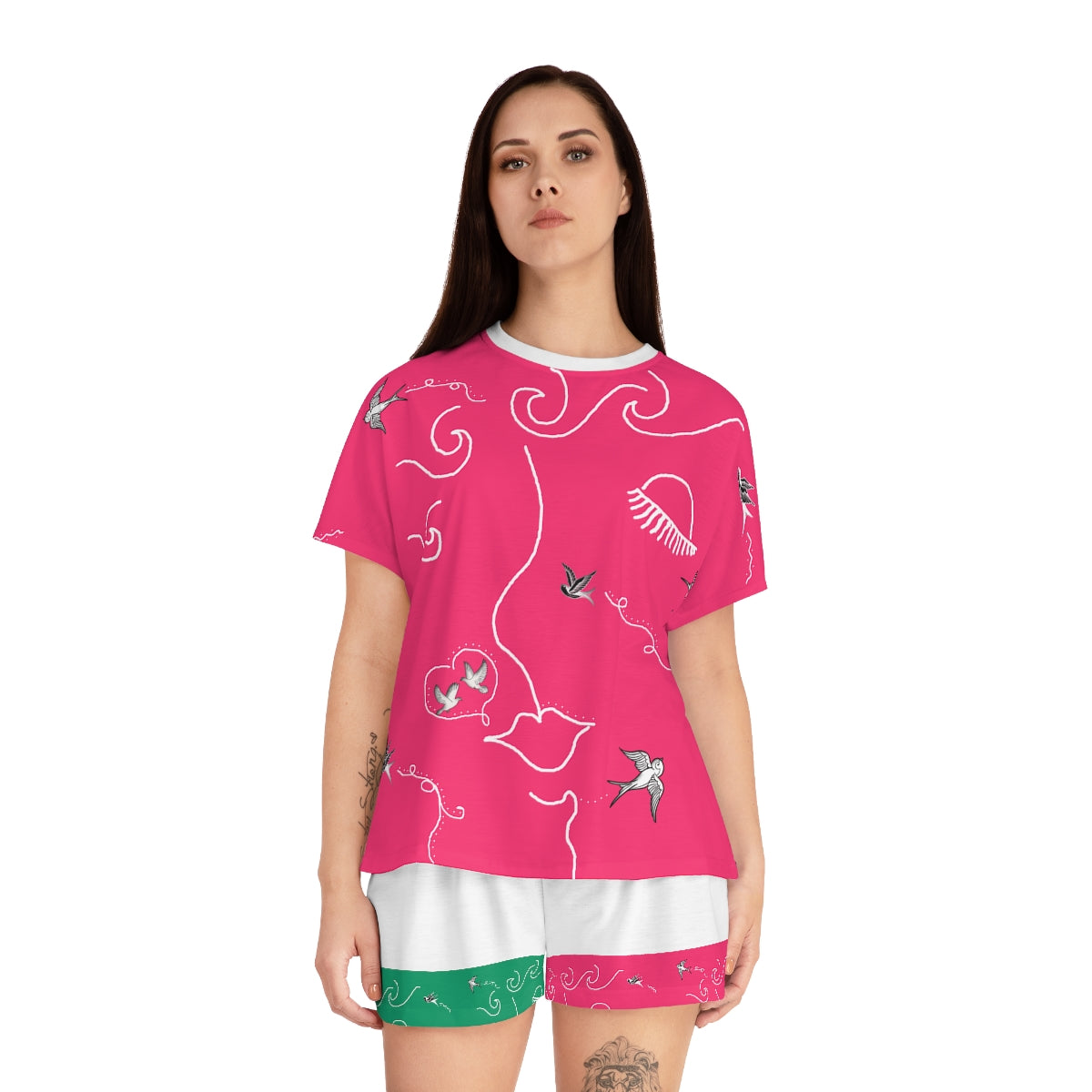 Women's Short Pajama Set (AOP) SWALLOWS