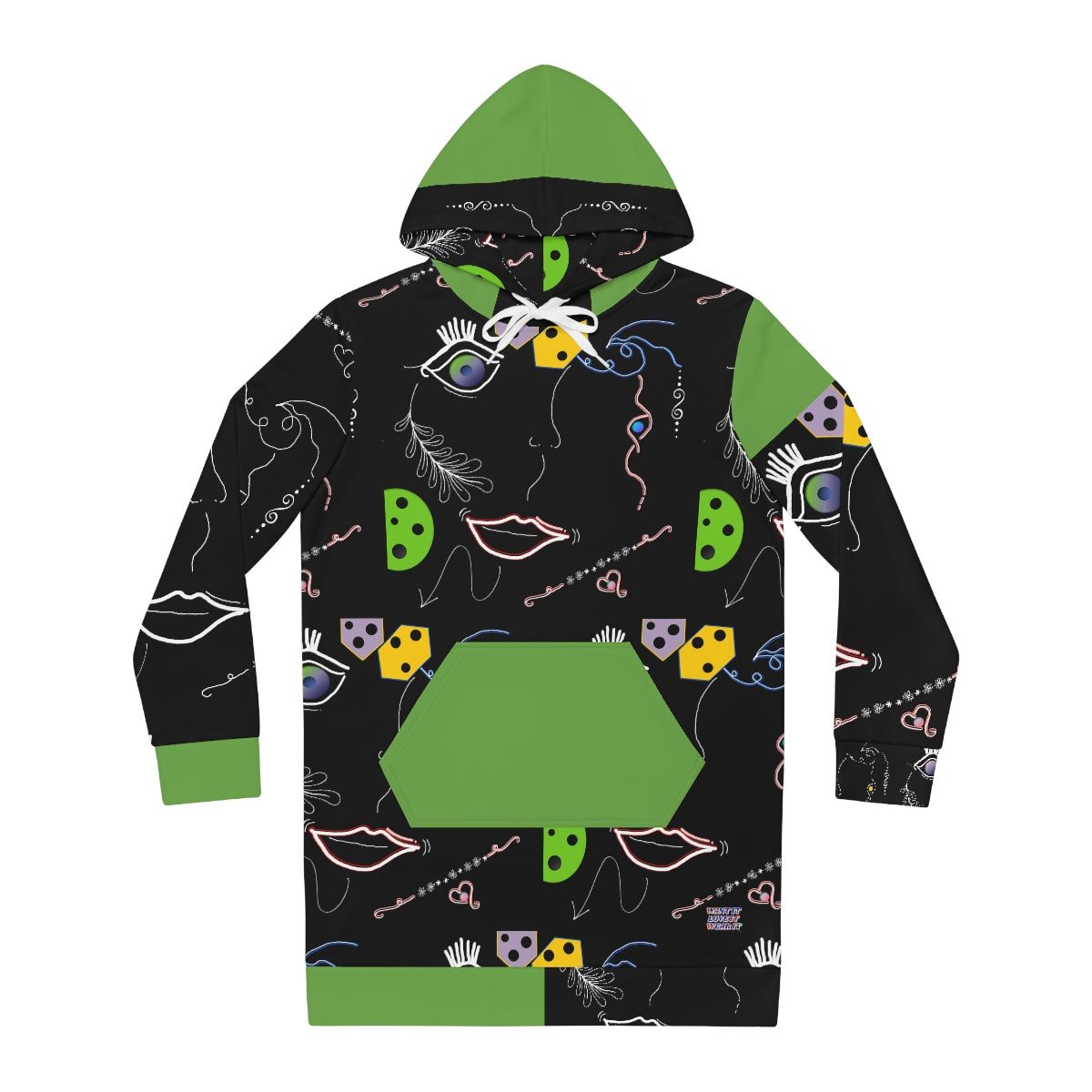 Women's Hoodie Dress (AOP) FACE DOODLES IN APPLE