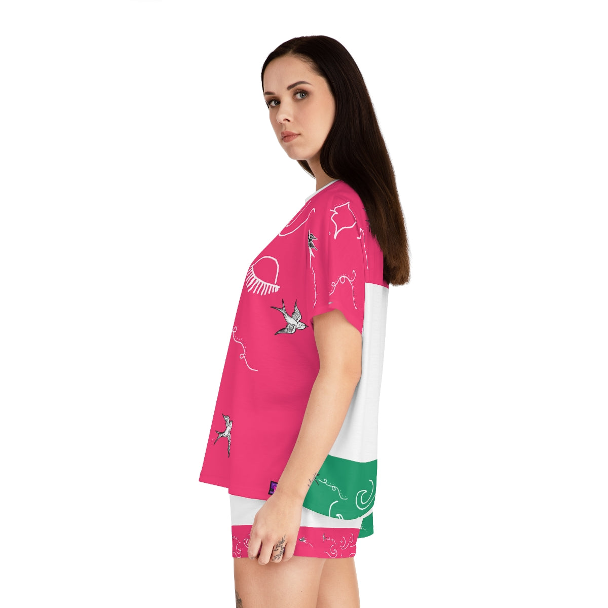Women's Short Pajama Set (AOP) SWALLOWS