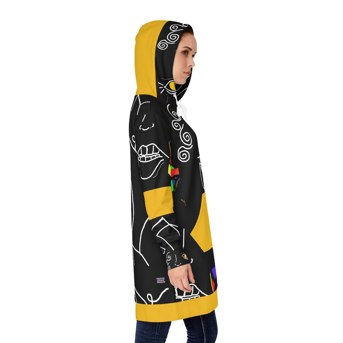 Women's Hoodie Dress (AOP) FACE DOODLES SQUARED