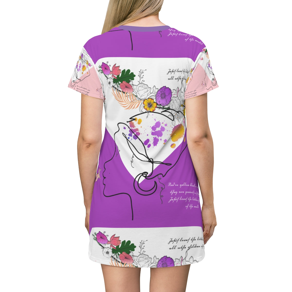 All Over Print T-Shirt Dress PURPLE INCLUSION
