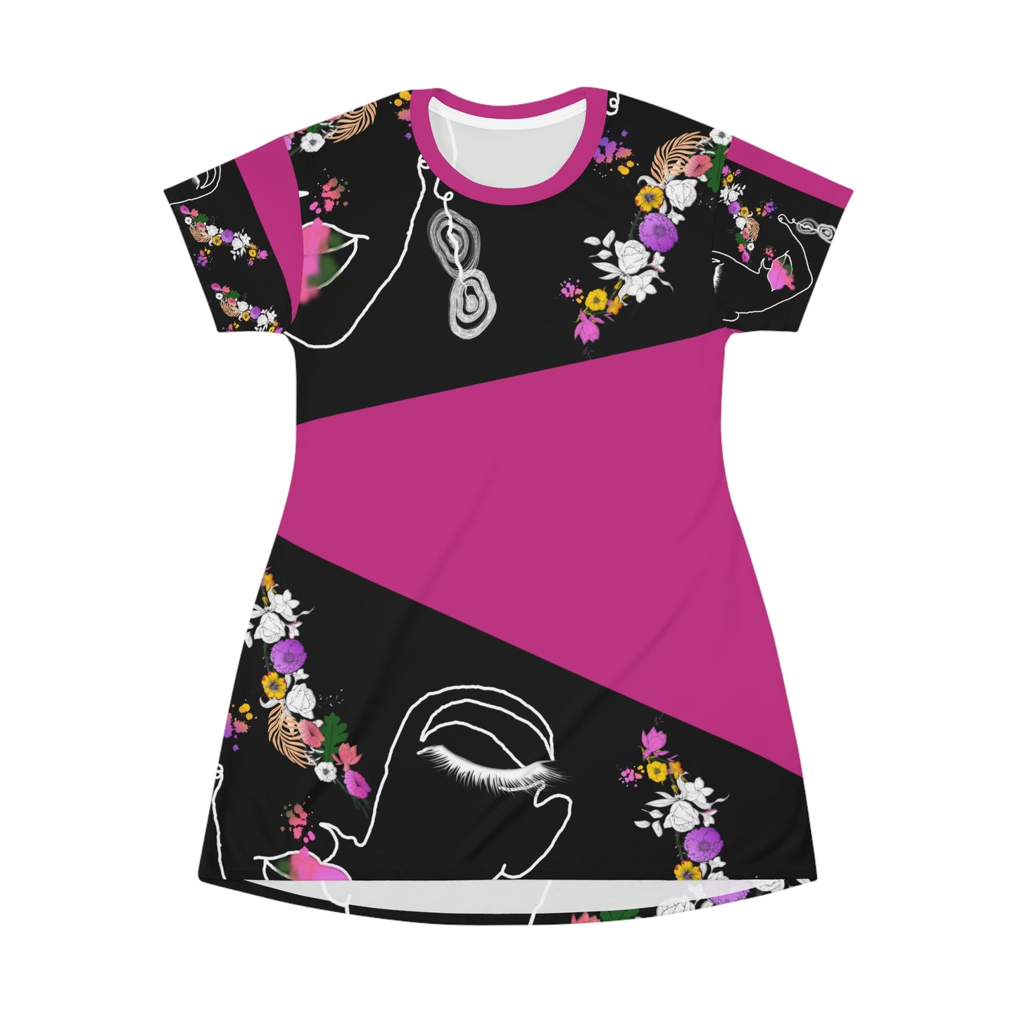 All Over Print T-Shirt Dress PALETTE OF BLOOM