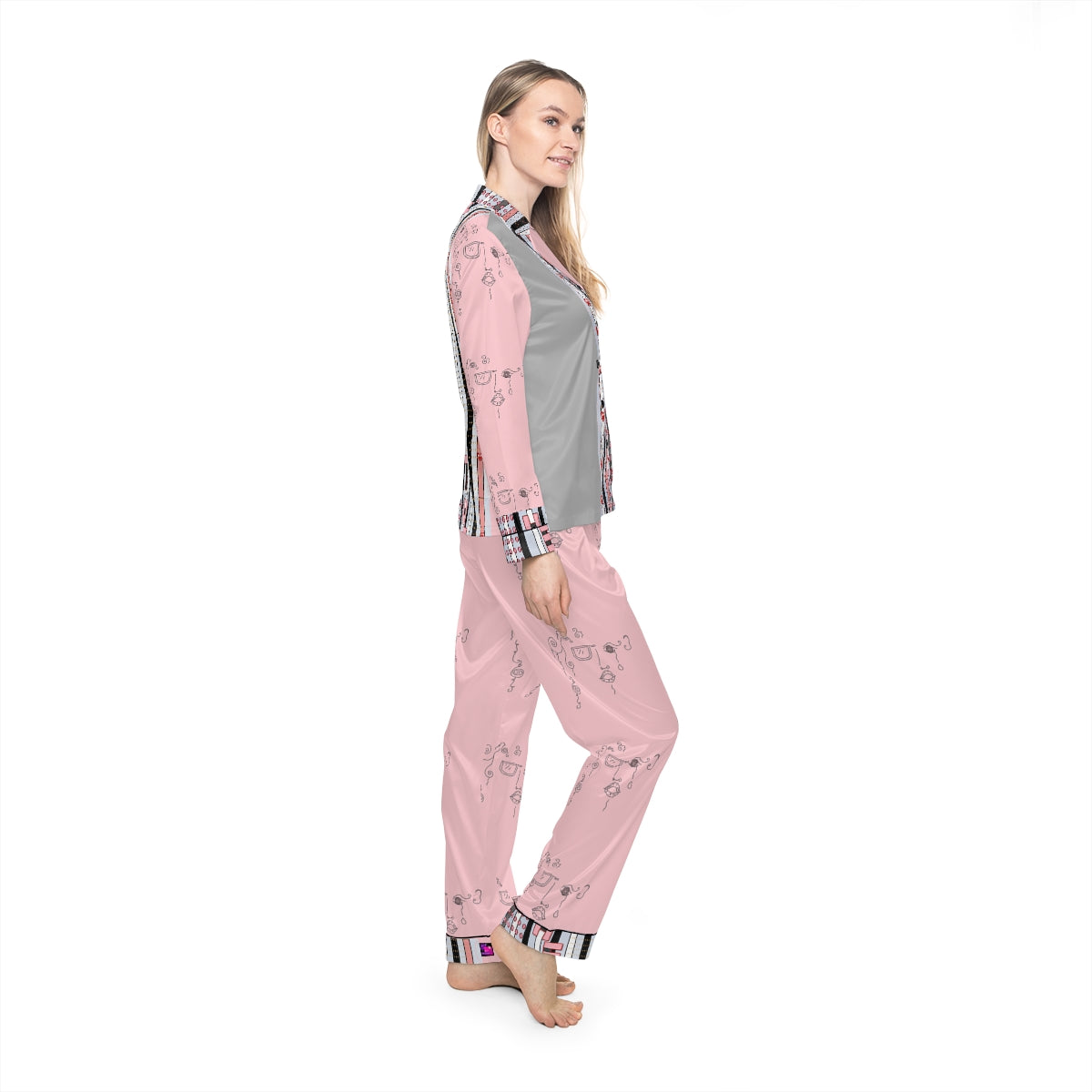 Women's Satin Pajamas (AOP) DOODLE DREAMS