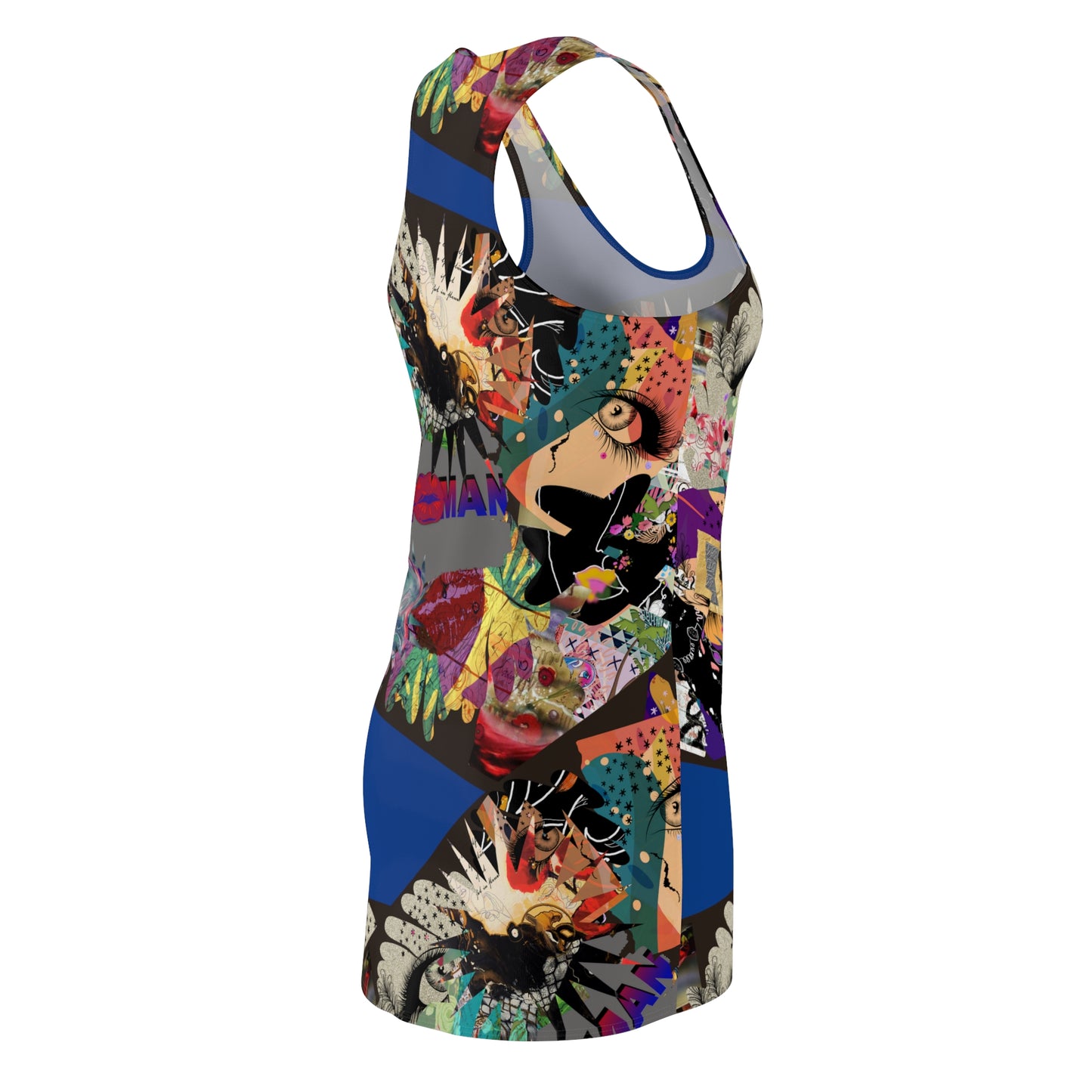 Women's Cut & Sew Racerback Dress (AOP) MARCIA on BLUE