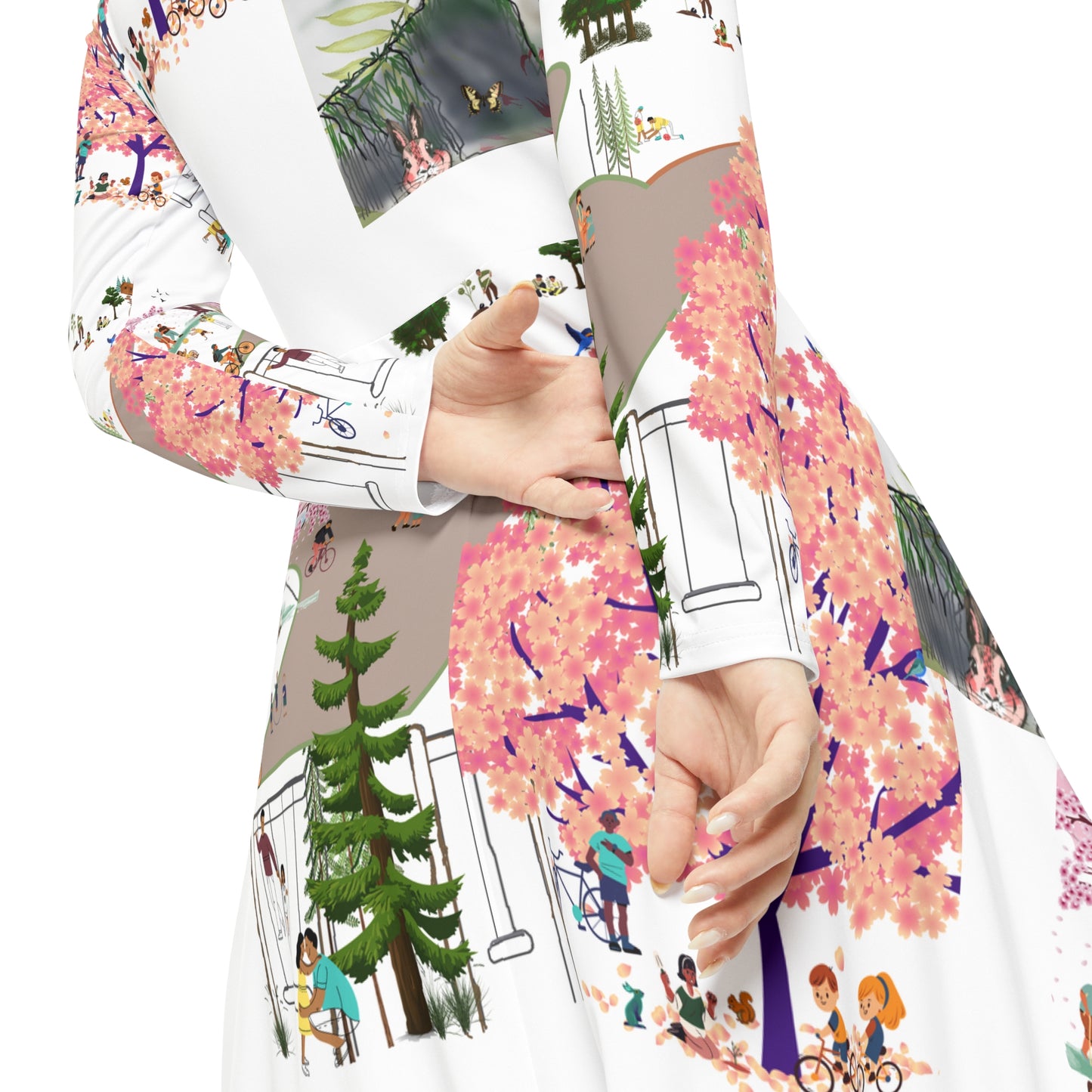 Women's Long Sleeve Dance Dress (AOP) BLOSSOM PARK