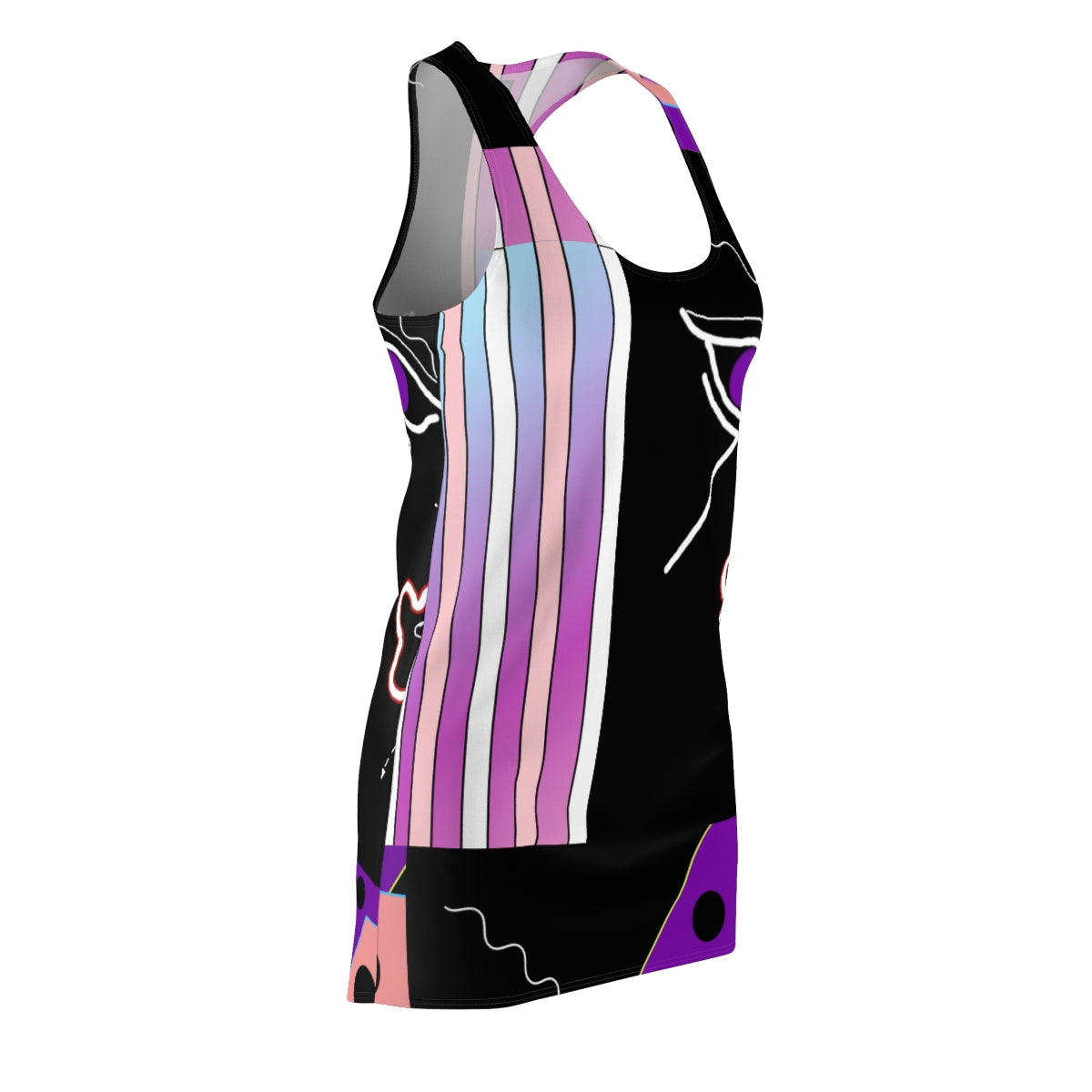 Women's Cut & Sew Racerback Dress CANDY STRIPES & DOODLES