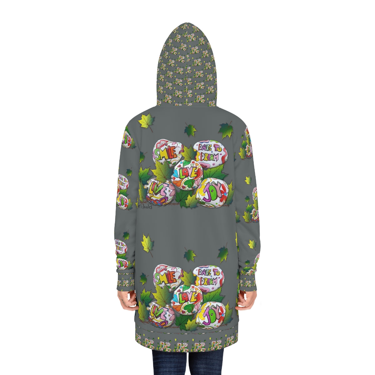 Women's Hoodie Dress (AOP) PEBBLES 'N LEAVES