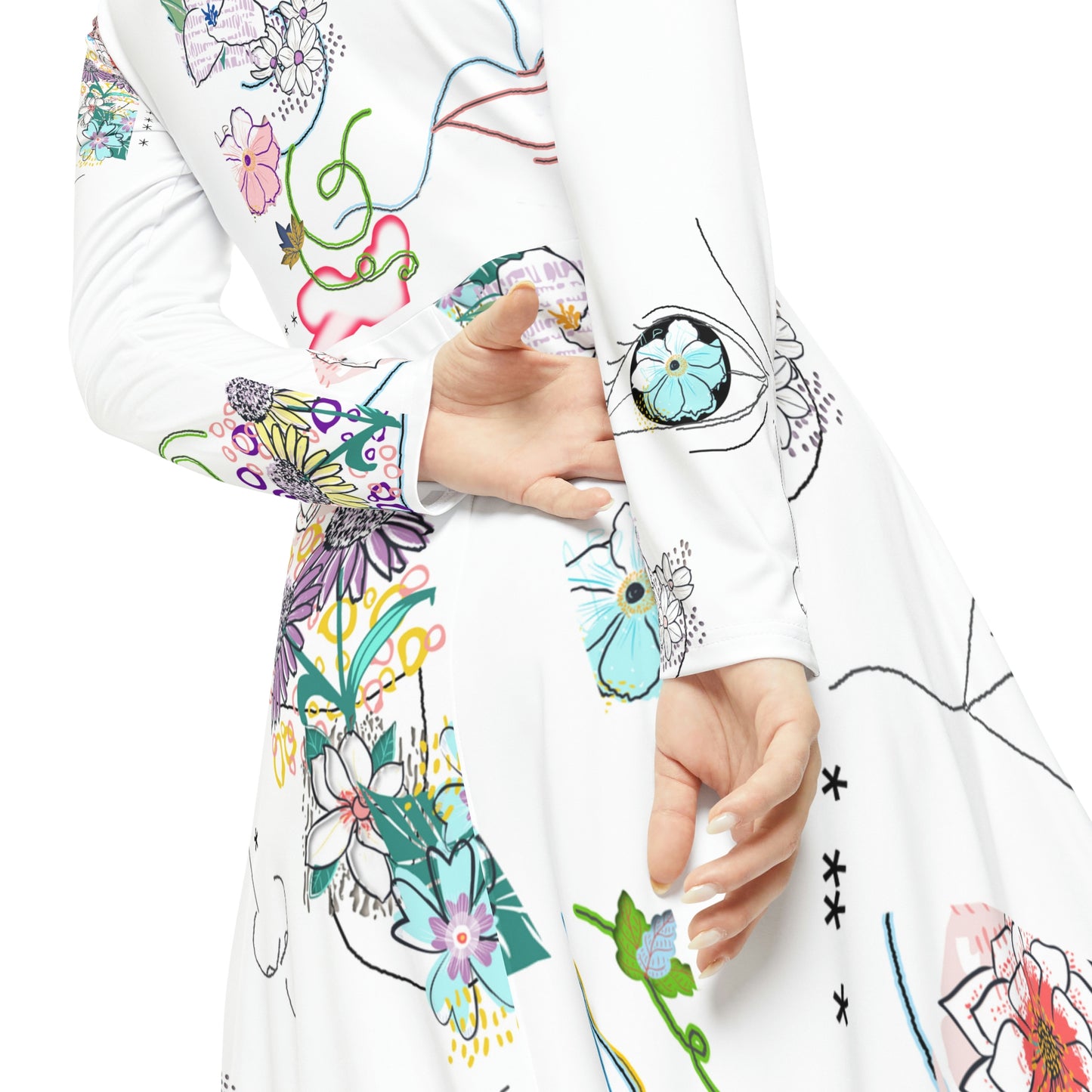 Women's Long Sleeve Dance Dress (AOP) FLORA