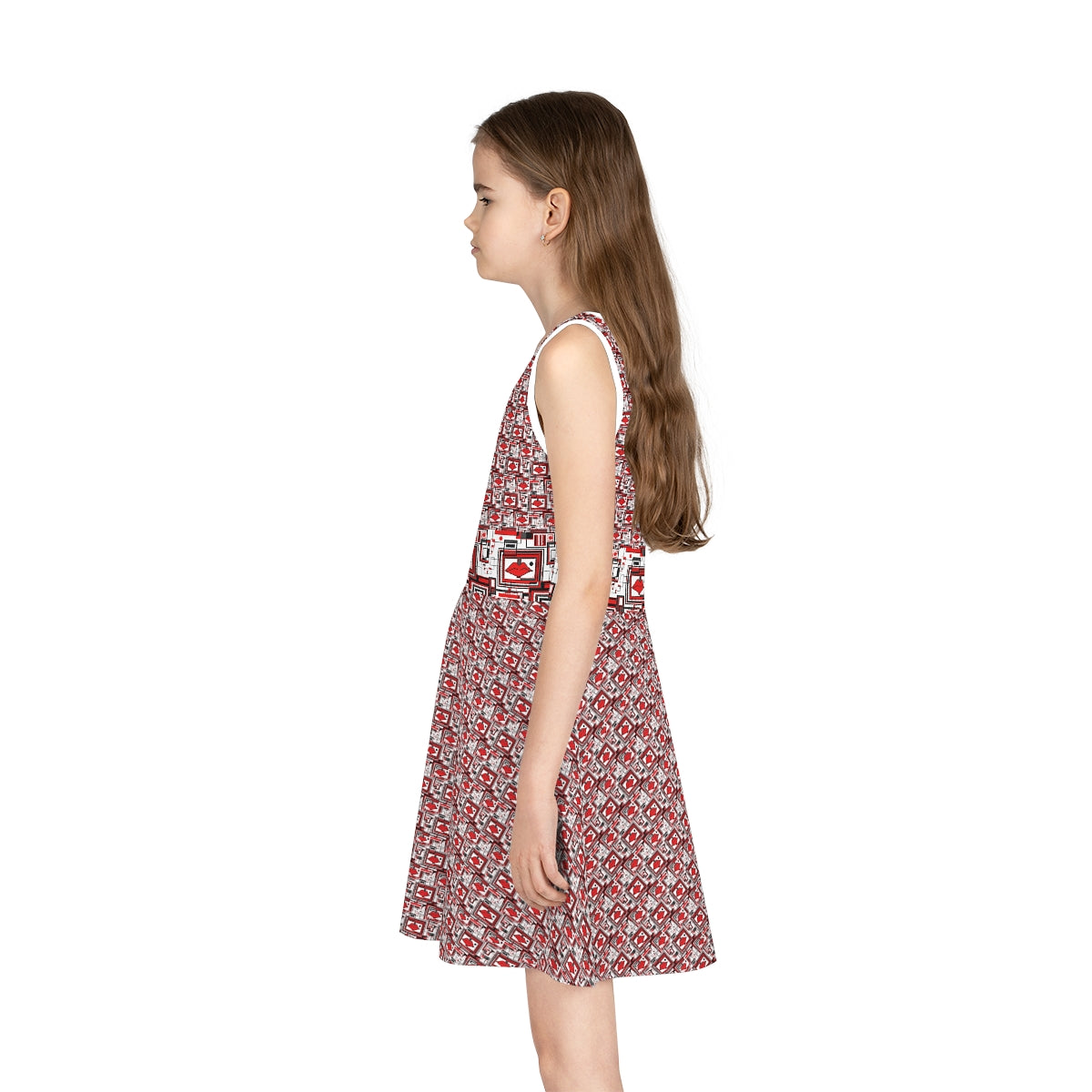 Girls' Sleeveless Sundress (AOP) LIPPY IN RED