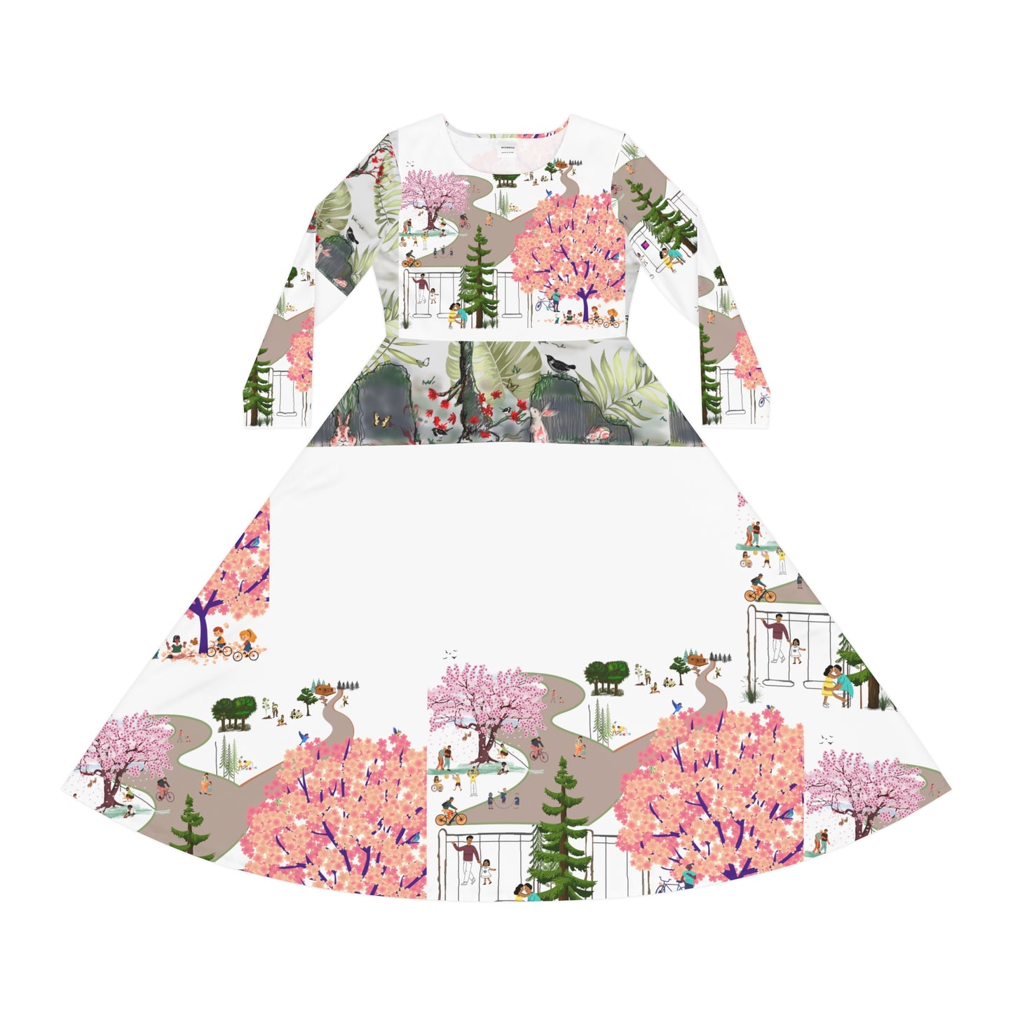 Women's Long Sleeve Dance Dress (AOP) BLOSSOM PARK