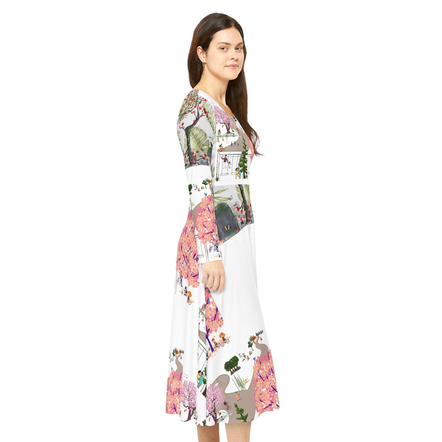 Women's Long Sleeve Dance Dress (AOP) BLOSSOM PARK