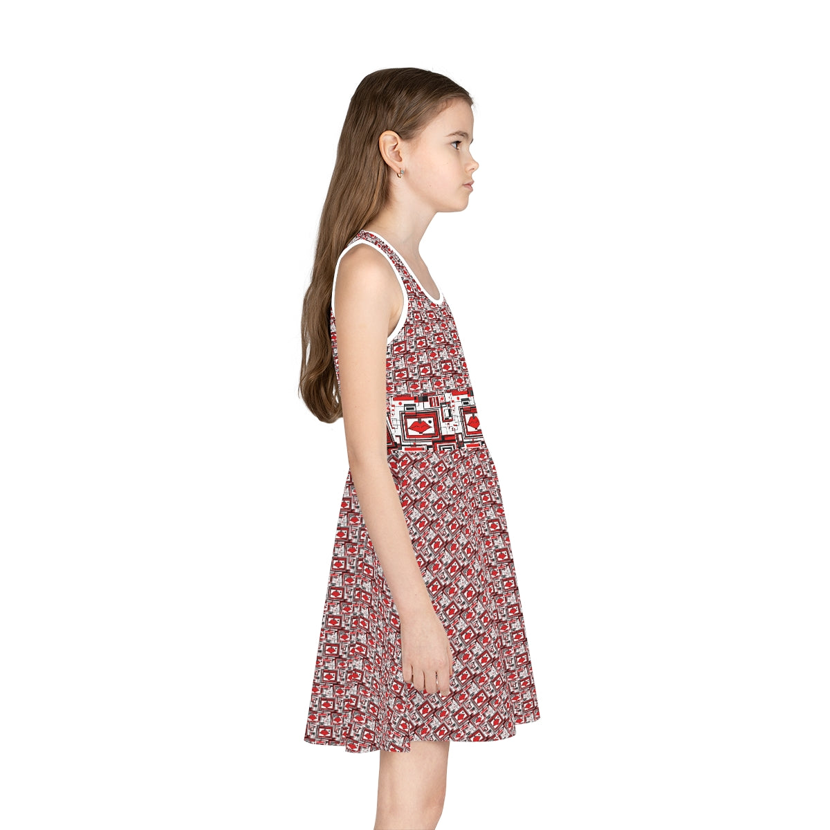 Girls' Sleeveless Sundress (AOP) LIPPY IN RED