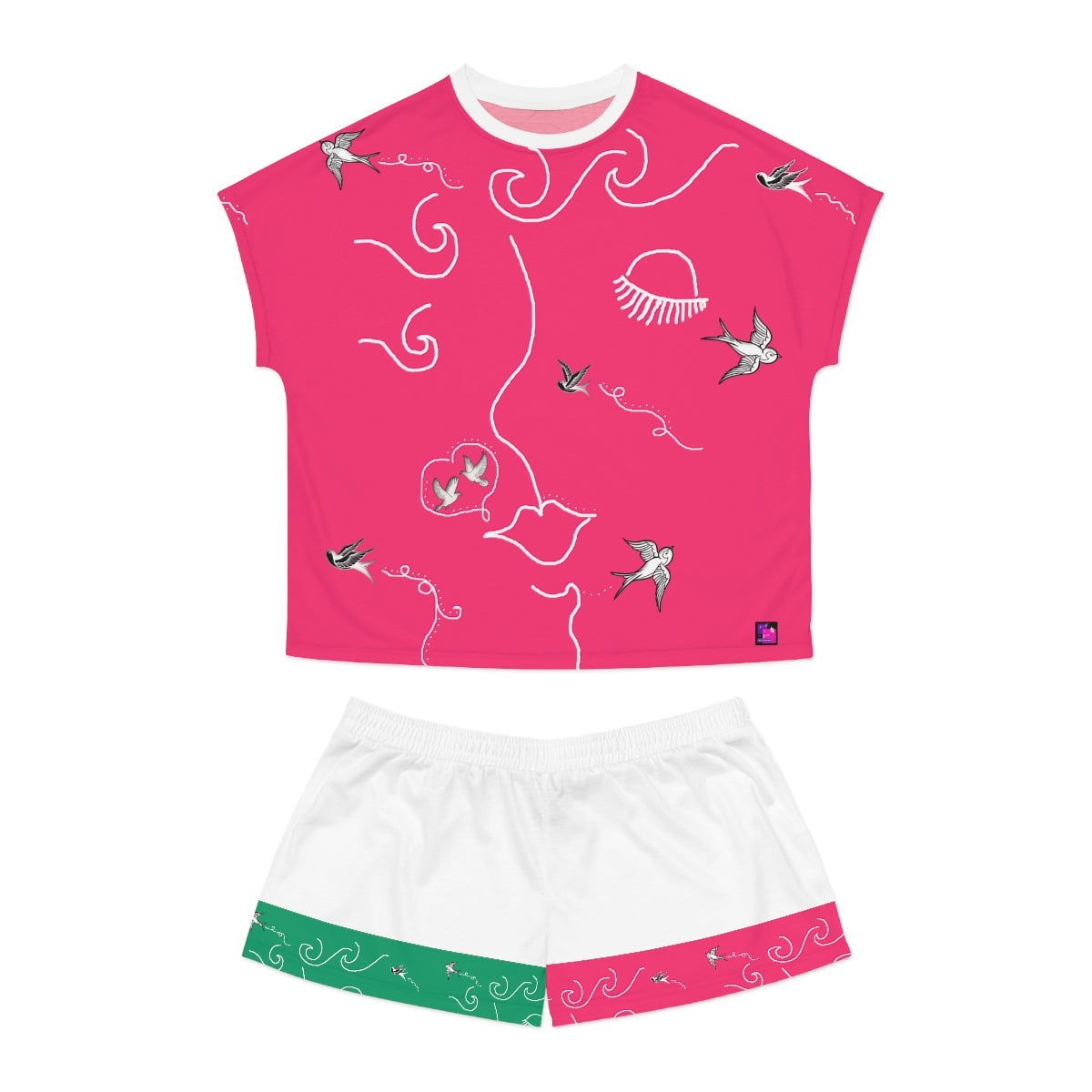 Women's Short Pajama Set (AOP) SWALLOWS