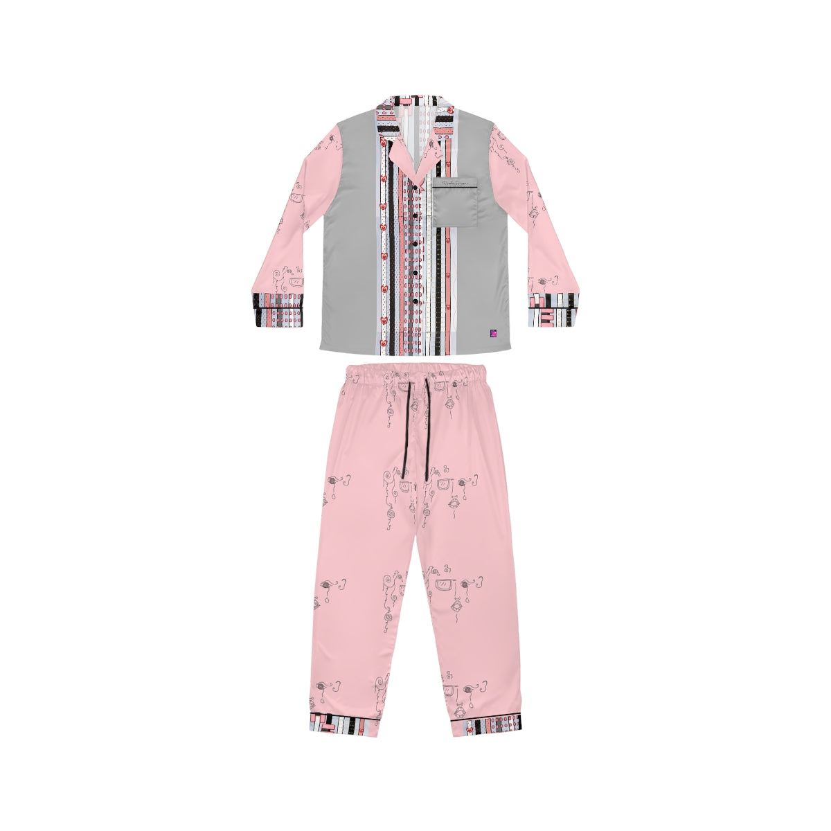 Women's Satin Pajamas (AOP) DOODLE DREAMS
