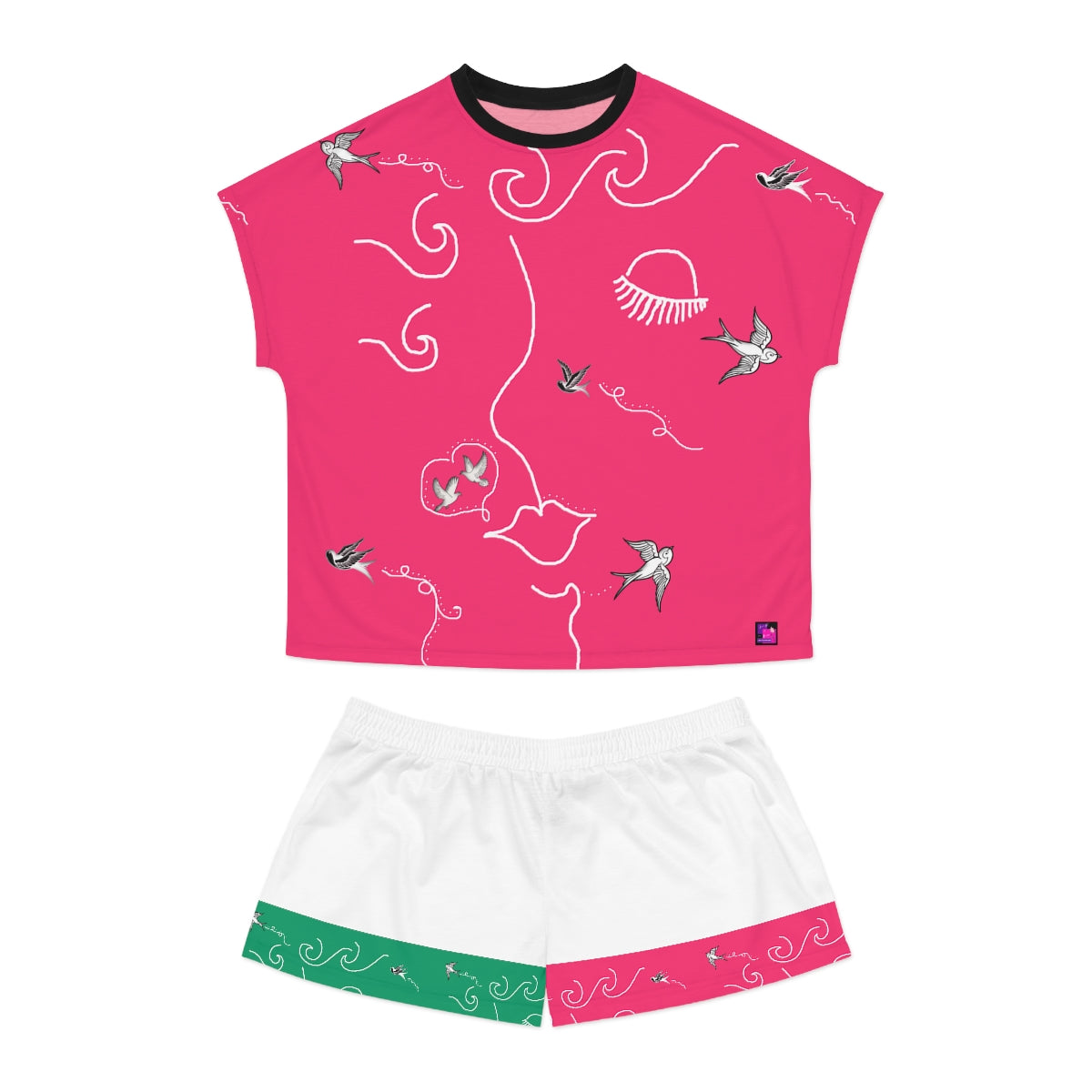 Women's Short Pajama Set (AOP) SWALLOWS