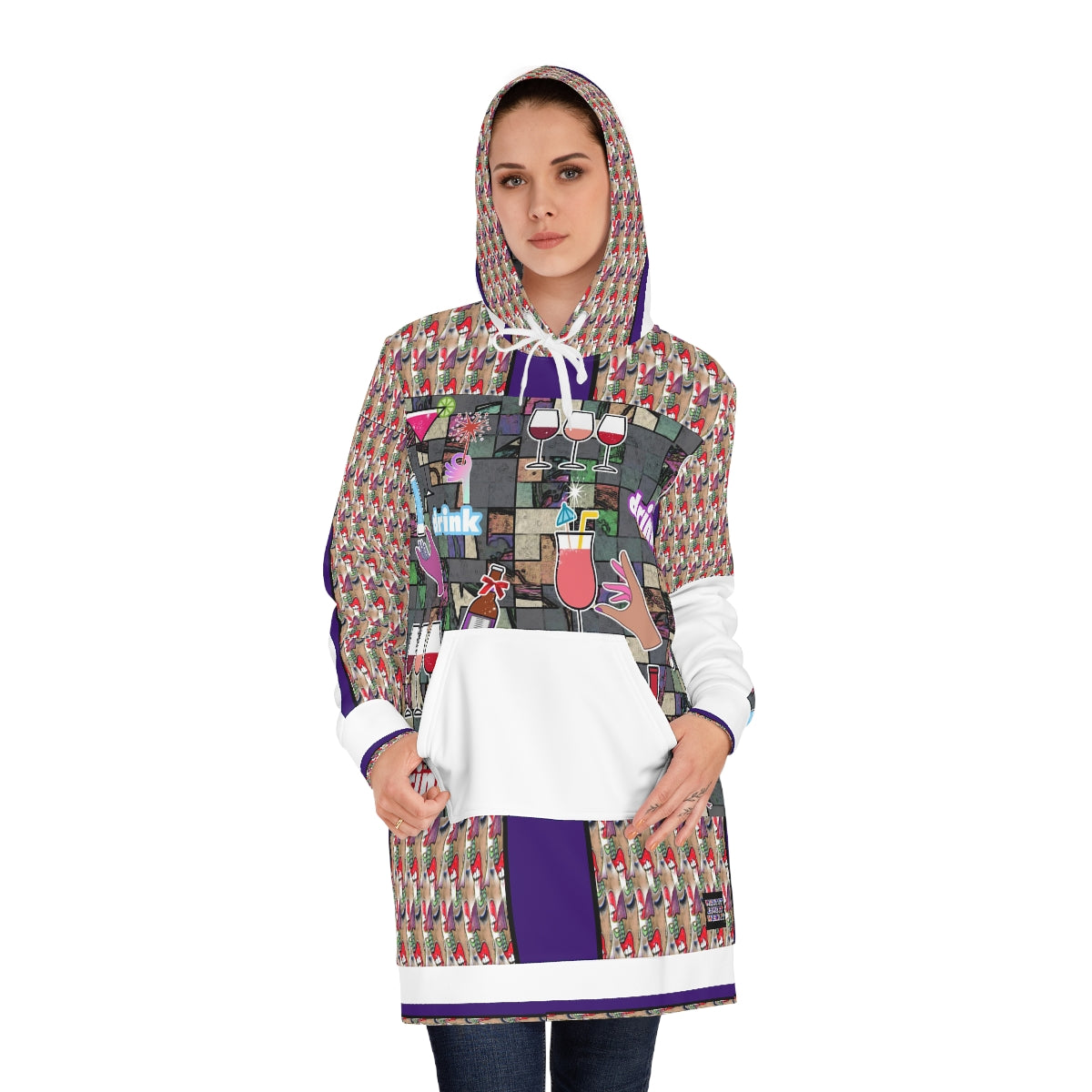 Women's Hoodie Dress (AOP) DRINK