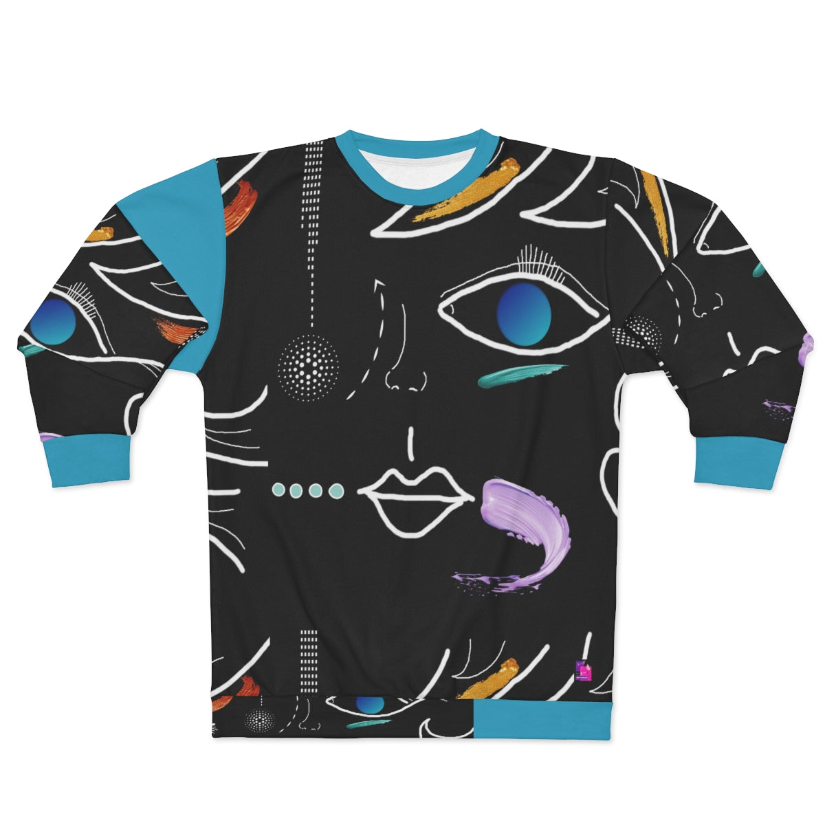 AOP Unisex Sweatshirt FACE DOODLE AZURE