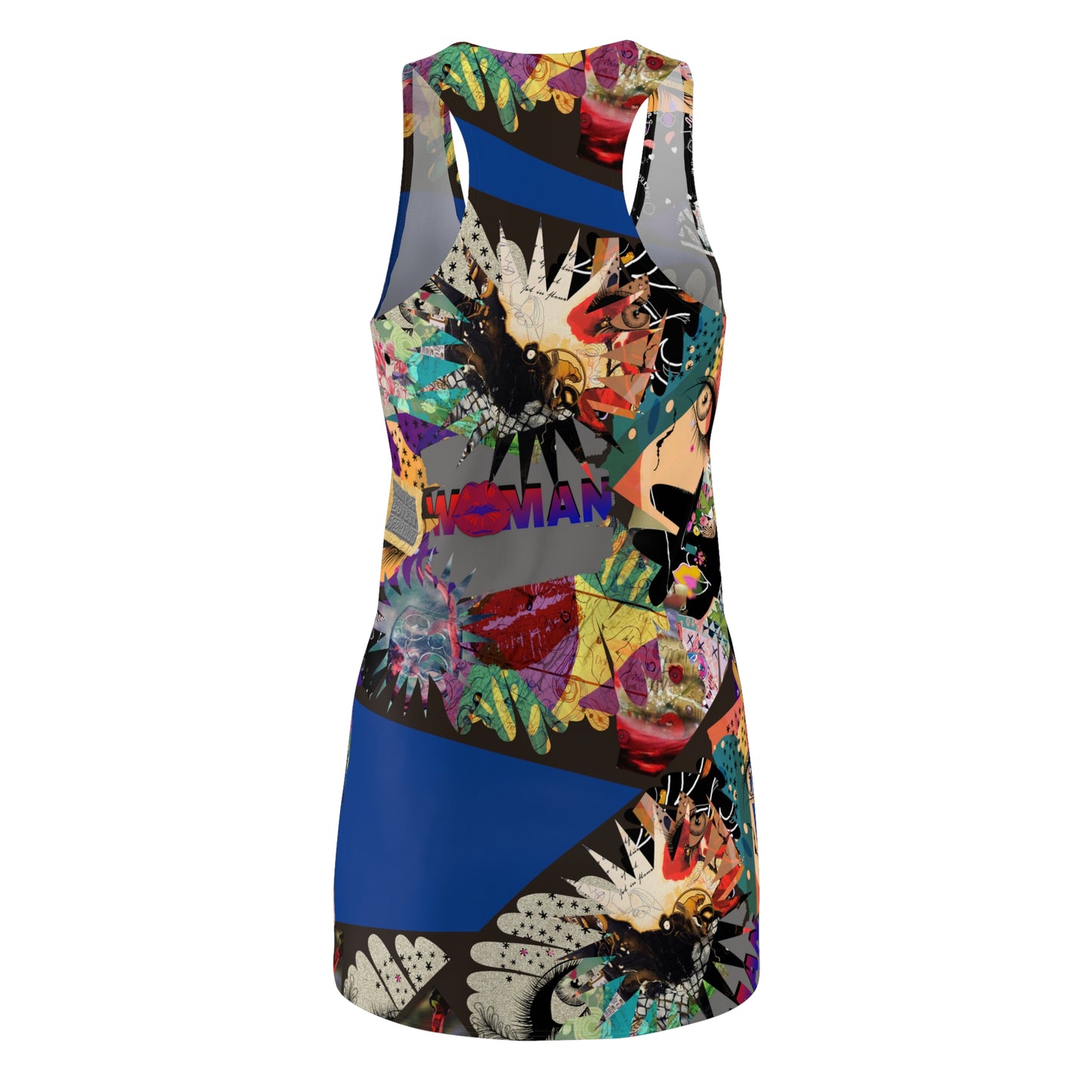 Women's Cut & Sew Racerback Dress (AOP) MARCIA on BLUE