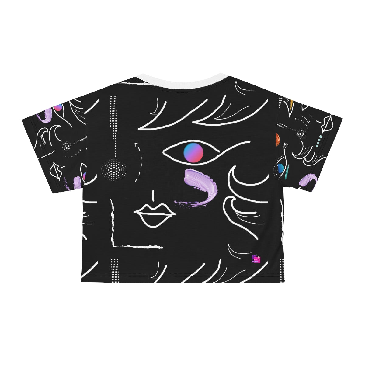 AOP Crop Tee FACE DOODLES AZURE