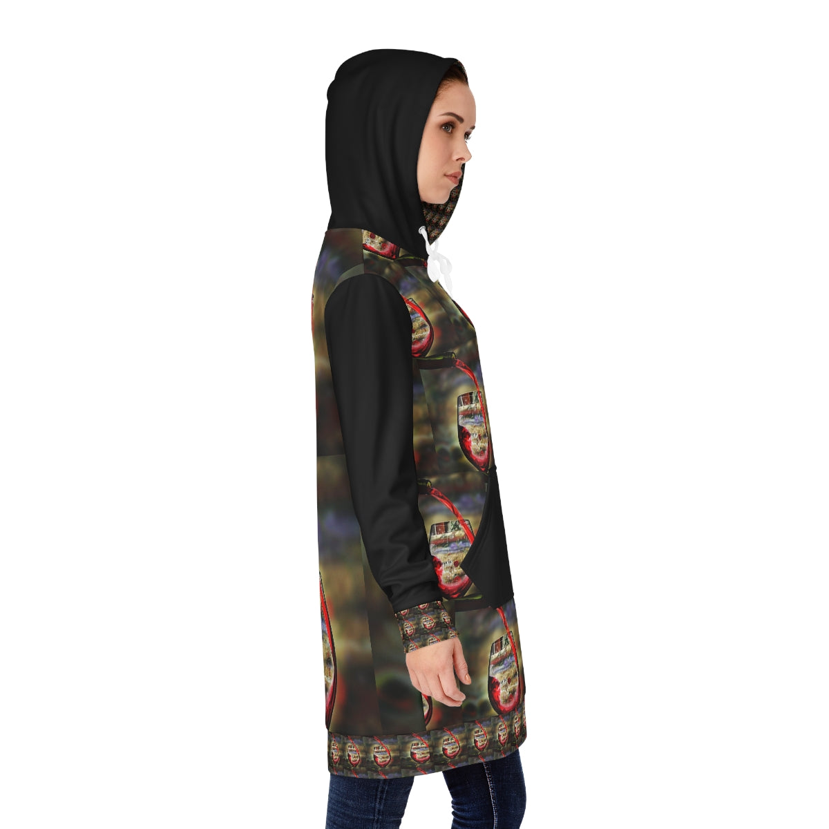 Women's Hoodie Dress (AOP) RED WINE