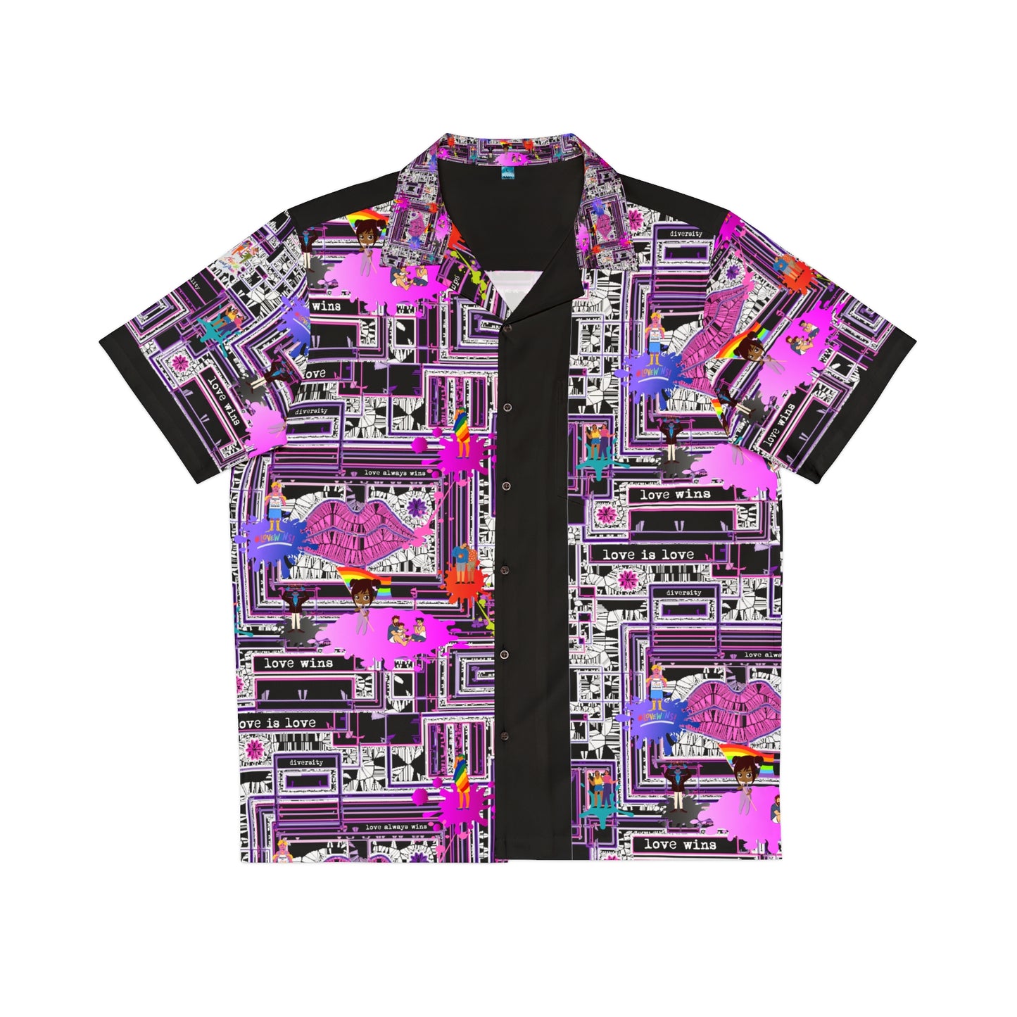 Men's Hawaiian Shirt (AOP) LOVE WINS IN PINK