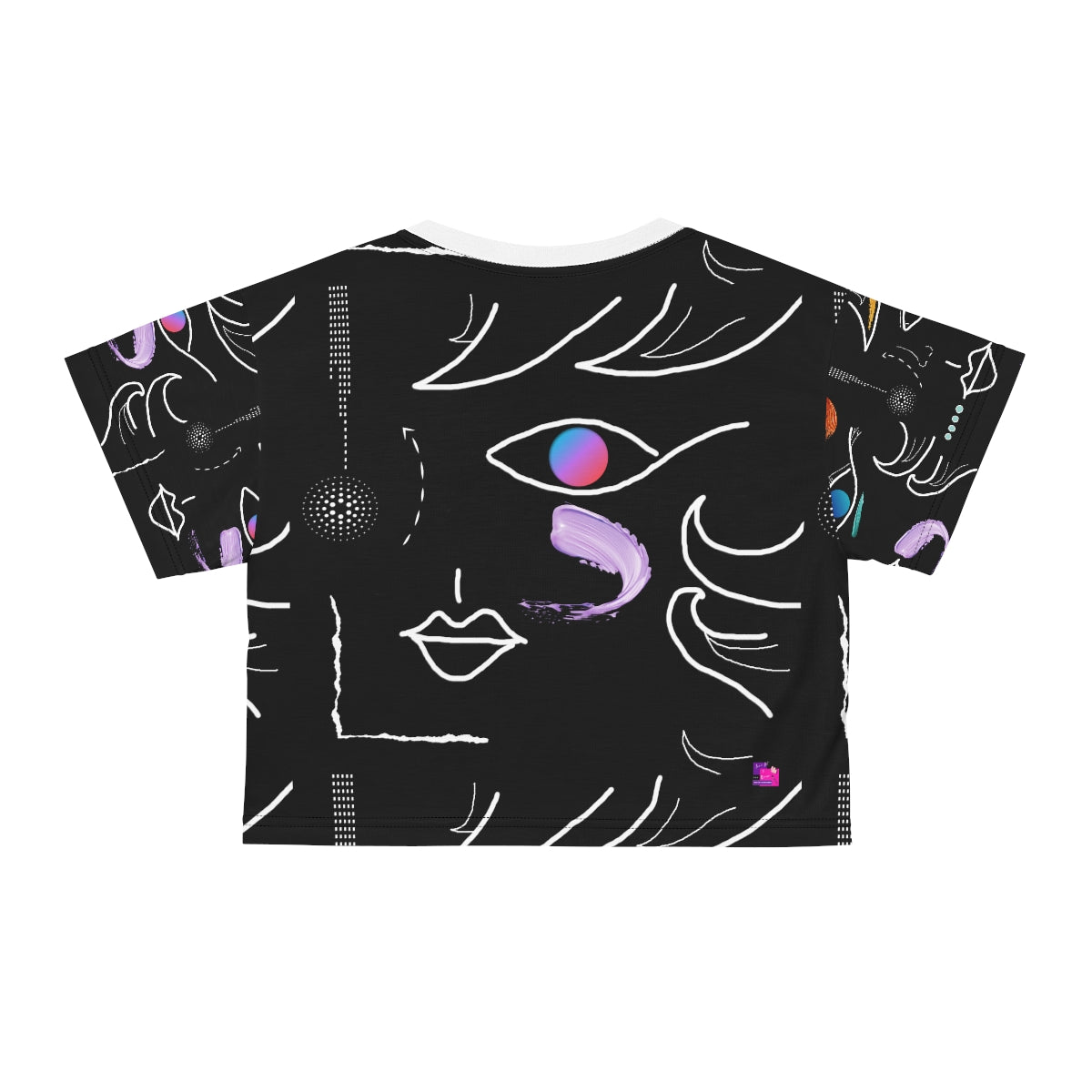 AOP Crop Tee FACE DOODLES AZURE