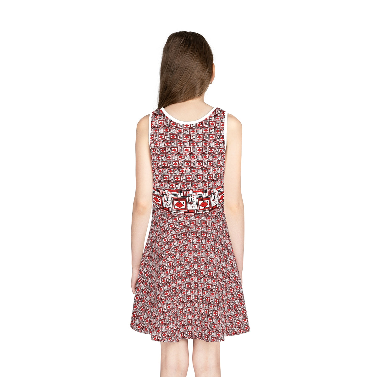 Girls' Sleeveless Sundress (AOP) LIPPY IN RED