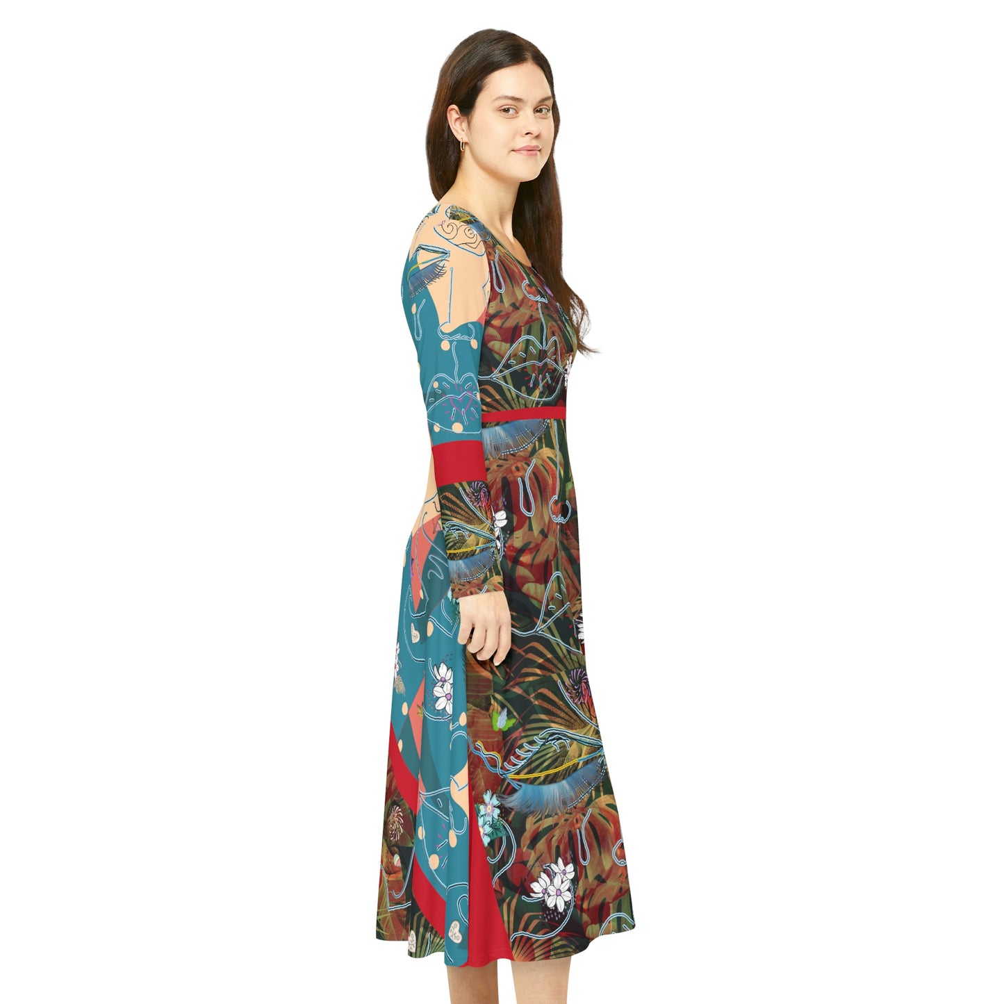 Women's Long Sleeve Dance Dress (AOP) CARMEN