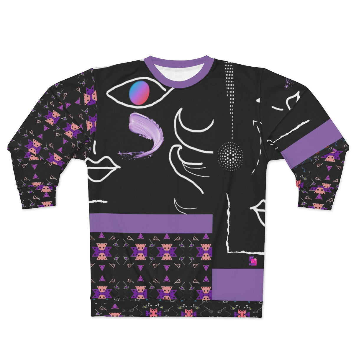 AOP Unisex Sweatshirt FACE DOODLES VIOLET