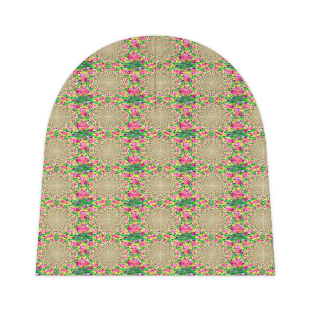 Baby Beanie PINK FLOWER FRACTAL