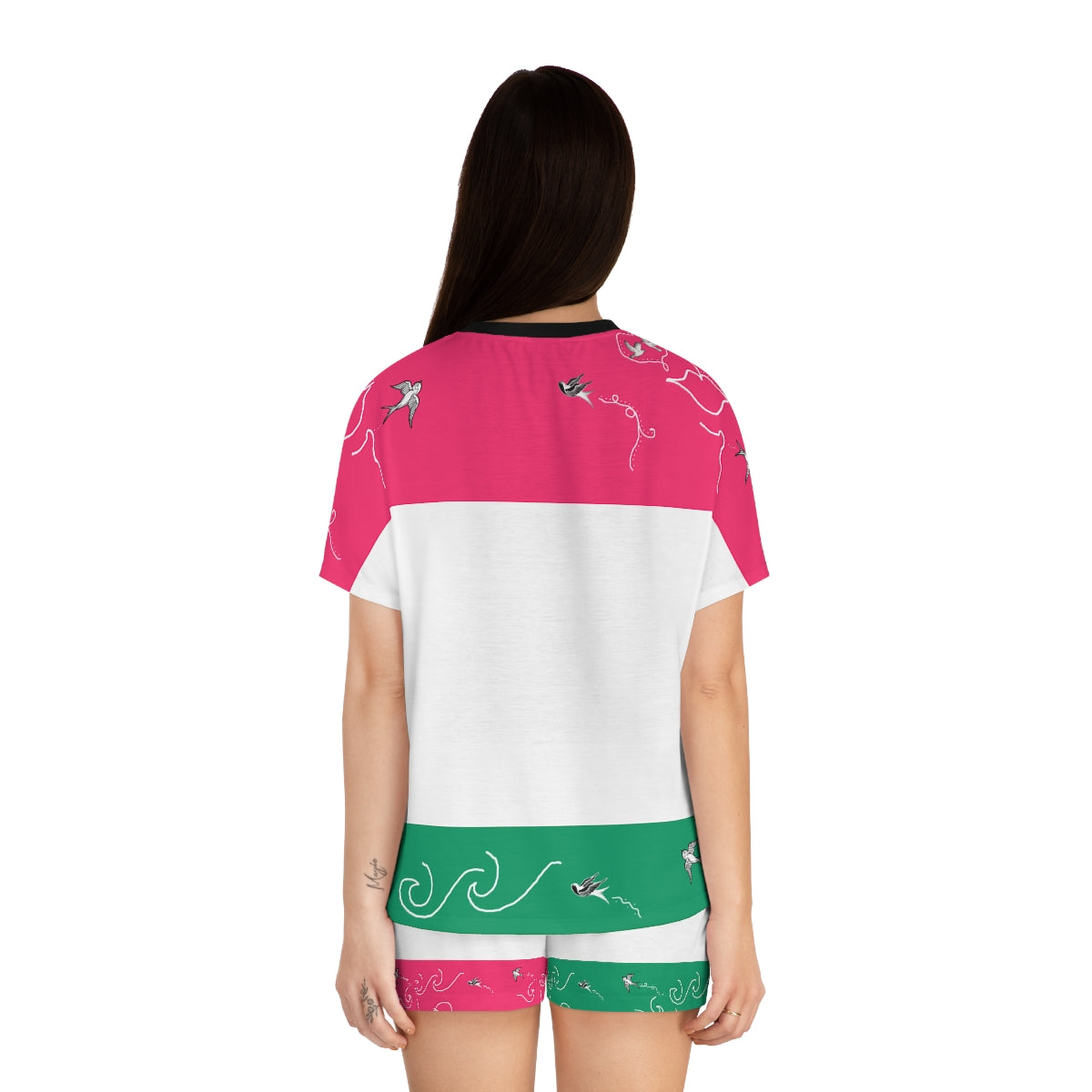 Women's Short Pajama Set (AOP) SWALLOWS